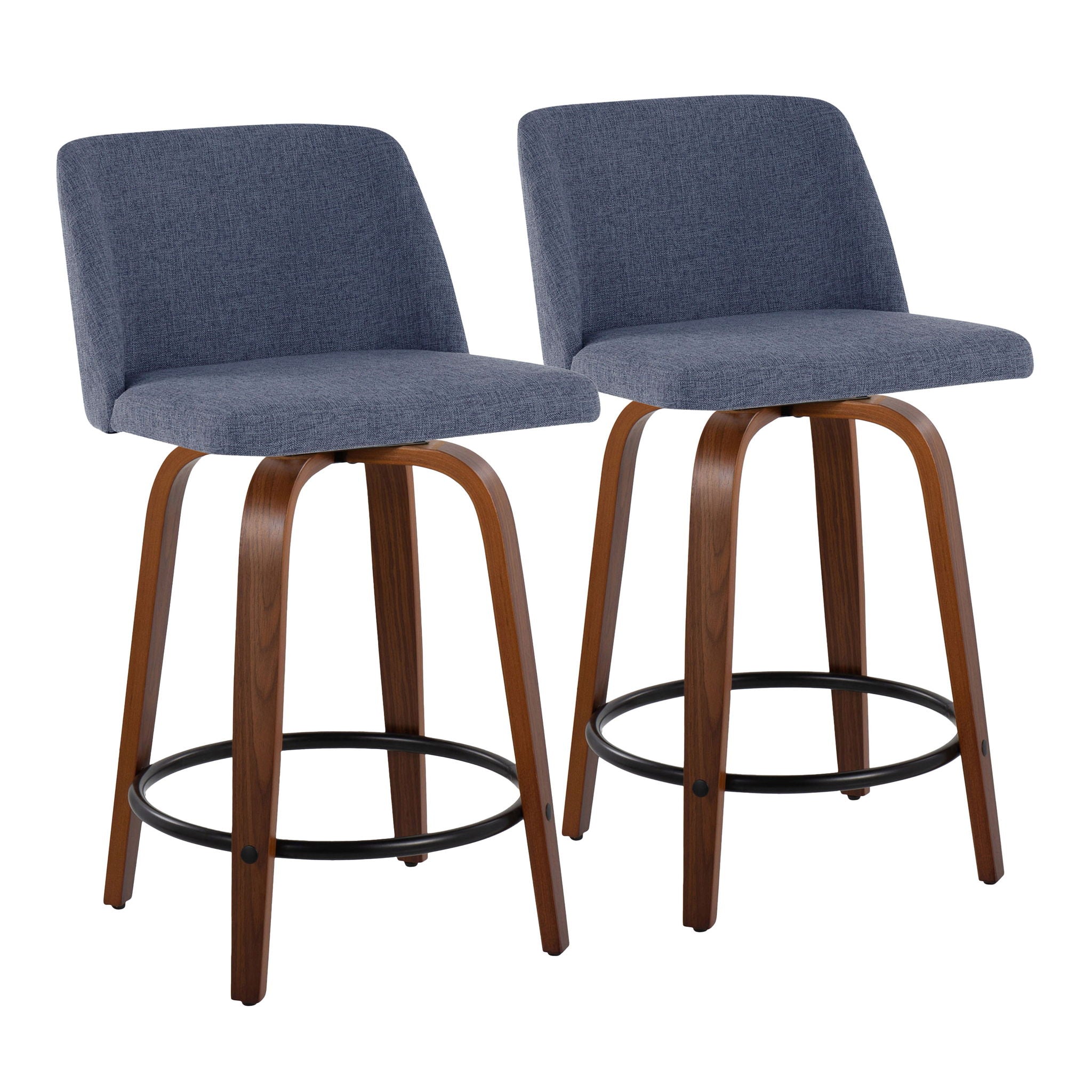 Toriano - Mid Century Modern, Fixed Height Counter Stool & Swivel And Round Footrest (Set of 2) - Best Buy Furniture