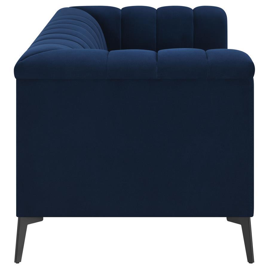 Chalet - Upholstered Tuxedo Arm Tufted Loveseat - Blue - Best Buy Furniture