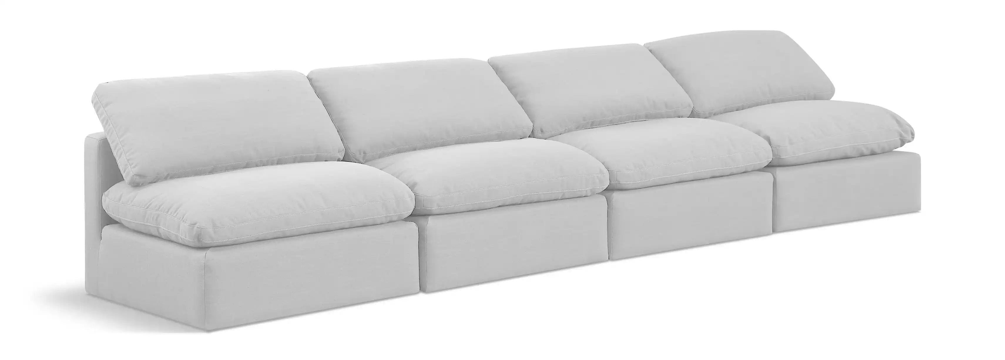 Indulge - Linen 4 Piece Modular Armless Sofa - White - Best Buy Furniture