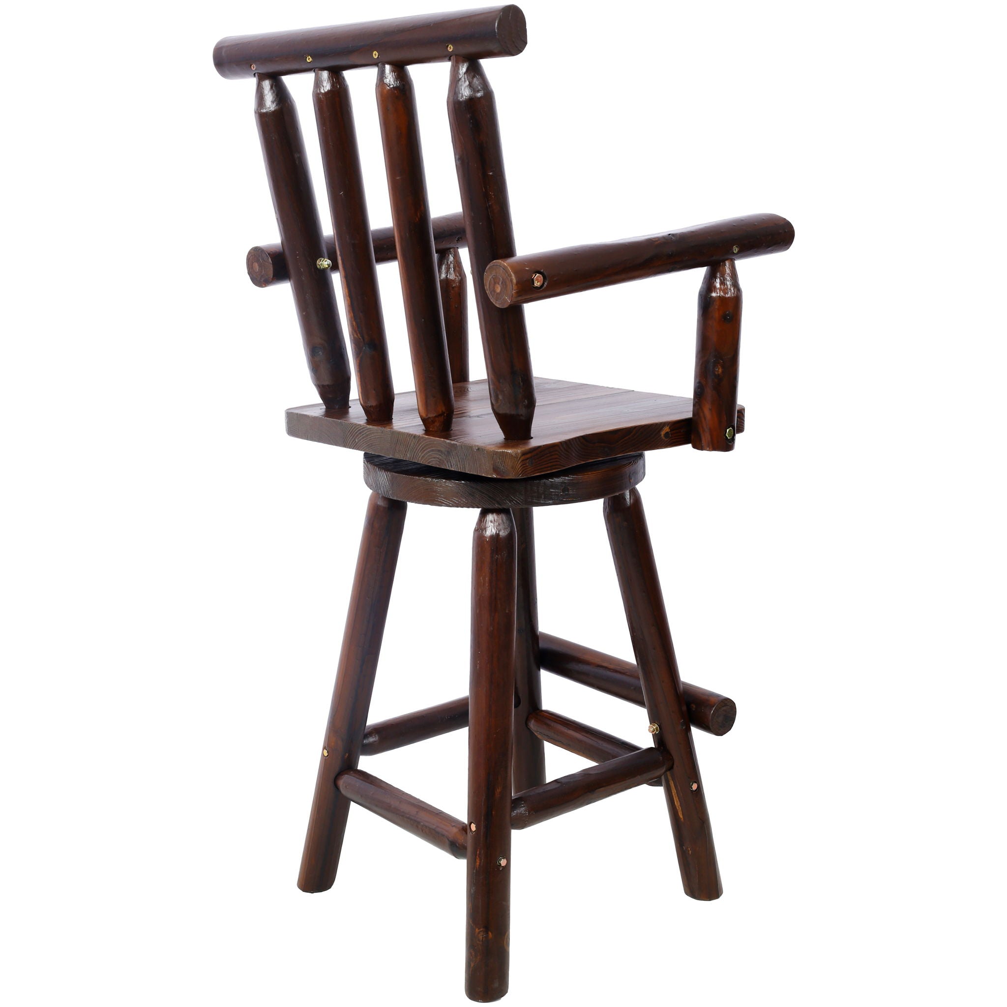 Rustic Bar Stool, Fir Wood Construction, Wide Armrest - Best Buy Furniture