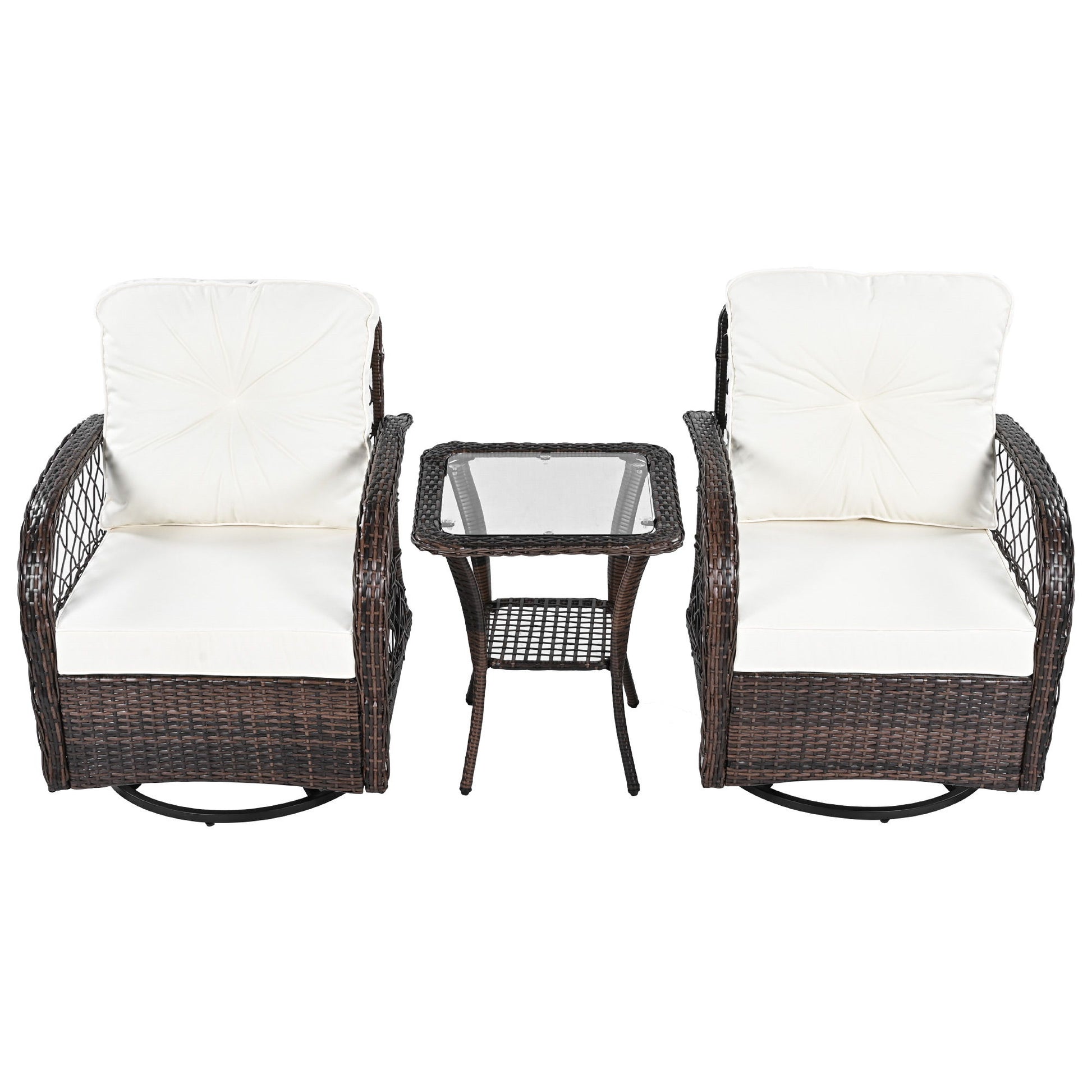 3 Piece Outdoor Chair & Table Set Chat Set, 2 Person Rattan Seating Group - Best Buy Furniture