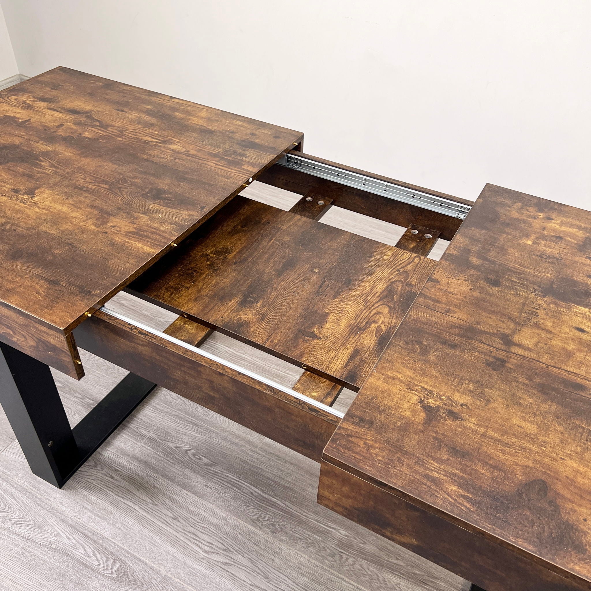 Extendable Dining Room Table For 6 8 10, Modern Farmhouse Wooden Kitchen Expanding Table, Long Large Expandable Dining Room Conference Table - Deep Rustic Brown - Best Buy Furniture