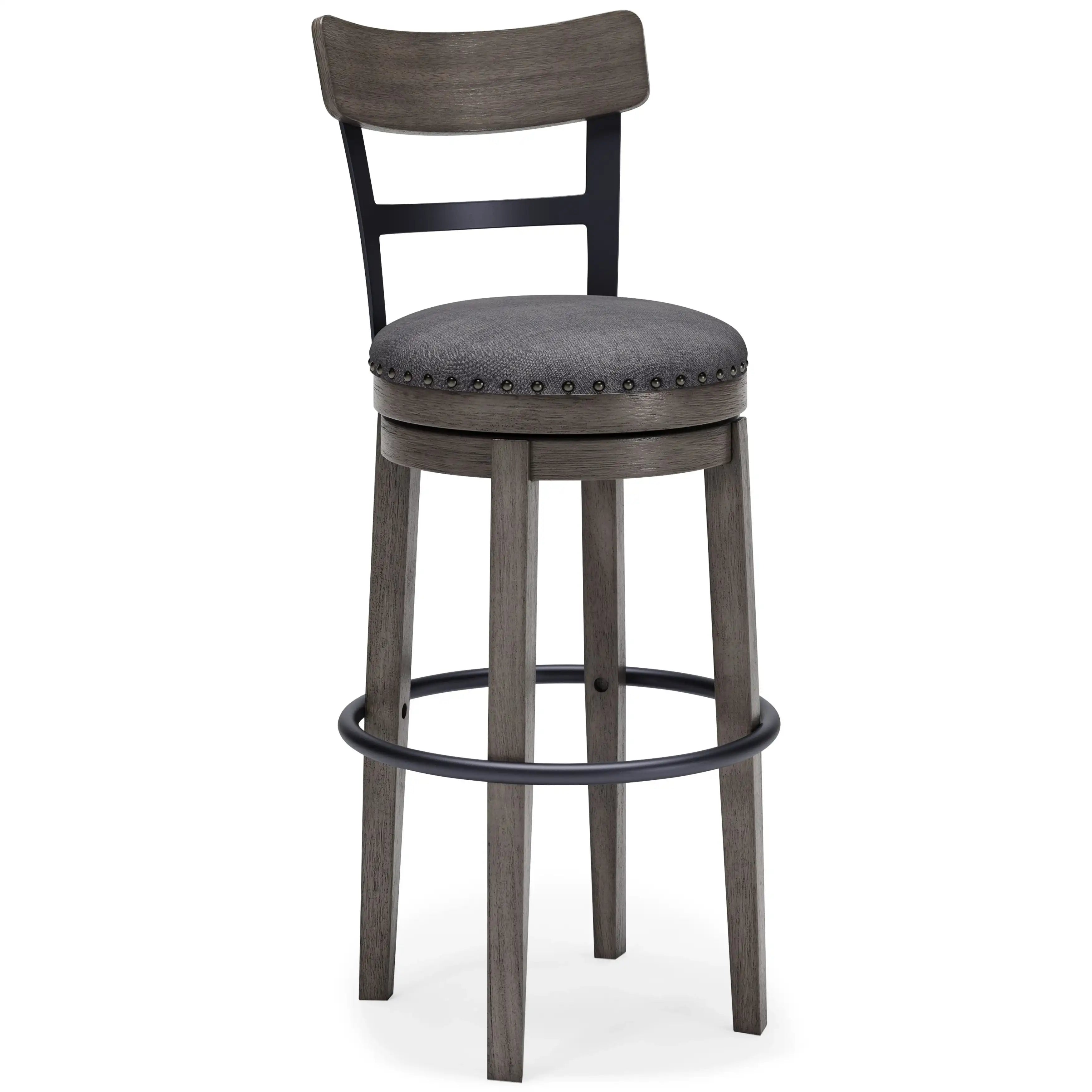 Caitbrook - Tall UPH Swivel Barstool - Gray - Best Buy Furniture