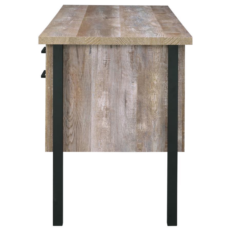 Samson - 4-Drawer Office Computer Desk - Weathered Oak - Best Buy Furniture