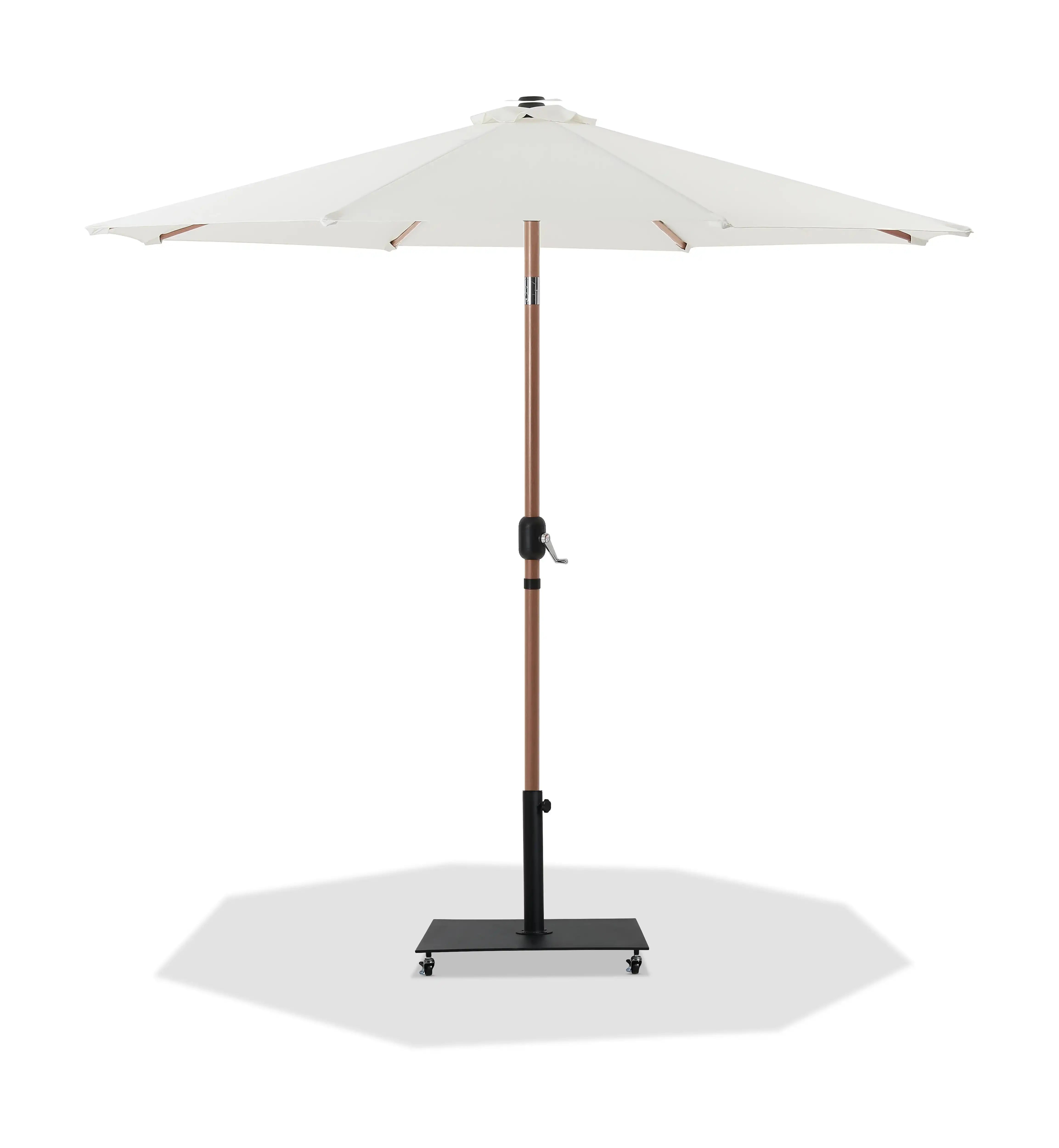 Fiji - Aluminum Patio Umbrella With Square Black And Teak Base - Best Buy Furniture