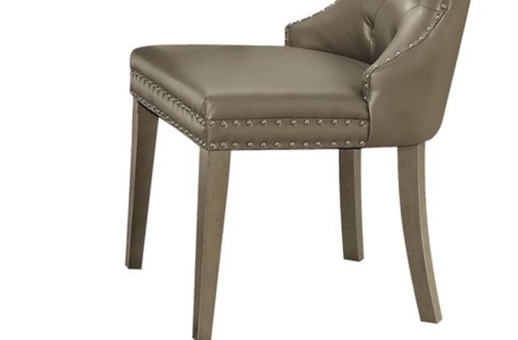 Kacela - Synthetic Leather Side Chair (Set of 2) - Champagne - Best Buy Furniture