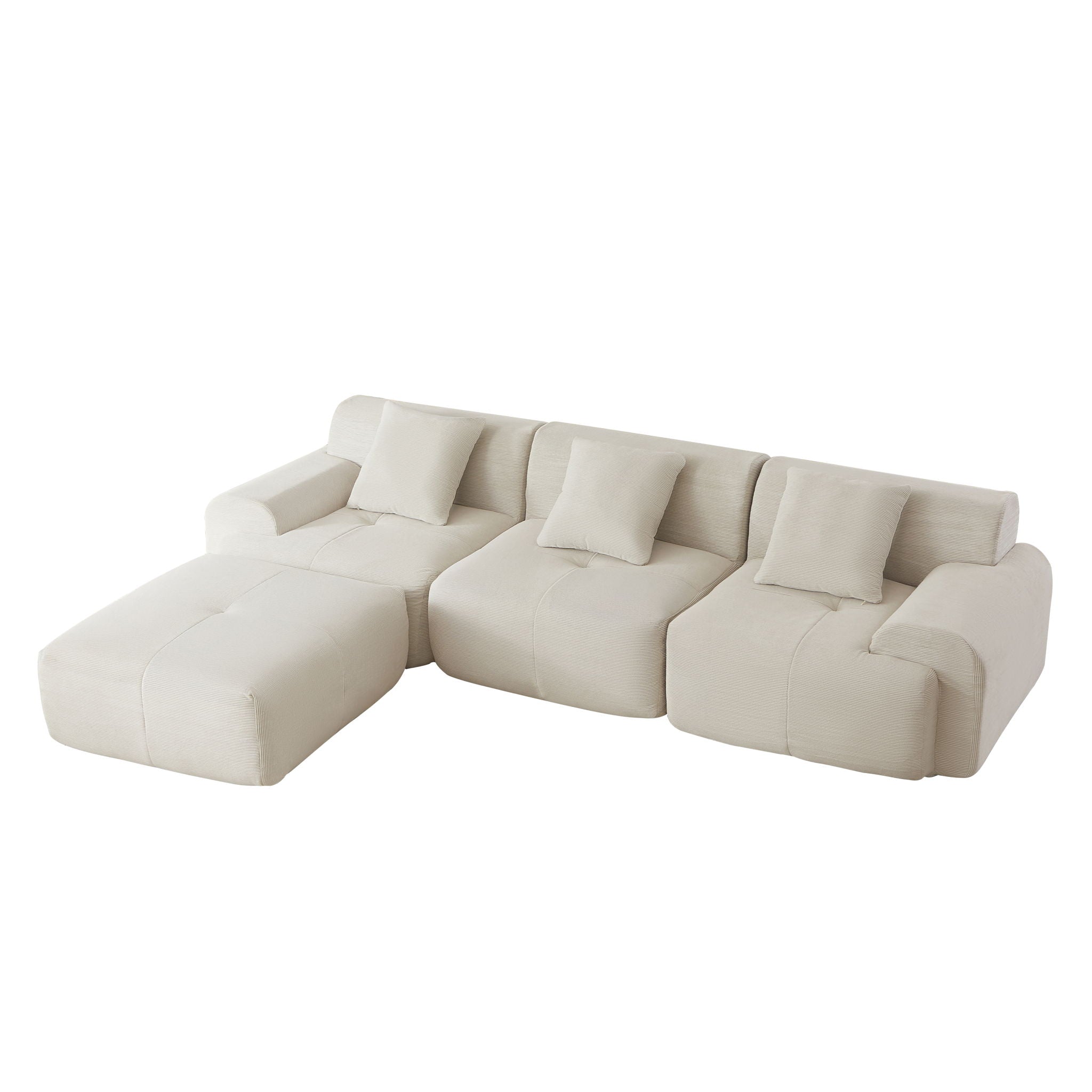 L Shaped Modular Sectional Sofa Corduroy And Movable Ottoman - Best Buy Furniture