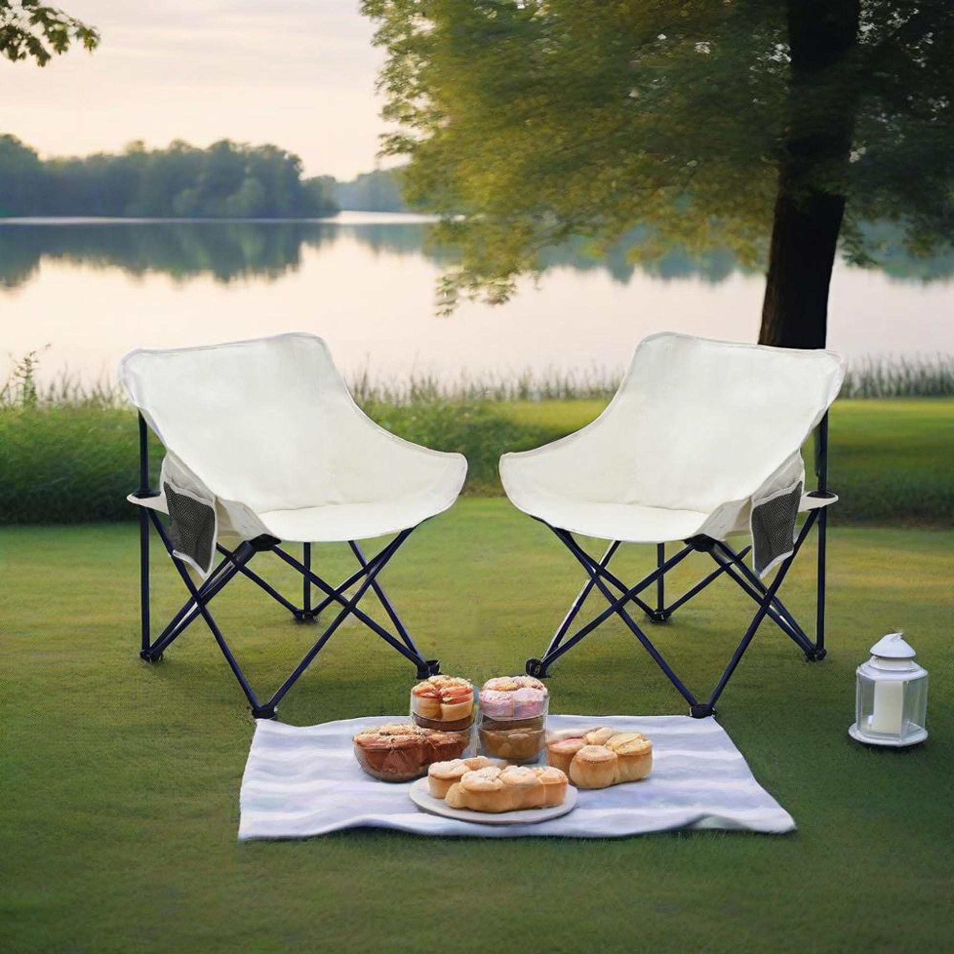 2 Pieces Outdoor Camping Chairs Folding / Portable, Comfortable Seating, Durable Steel Fram - Best Buy Furniture