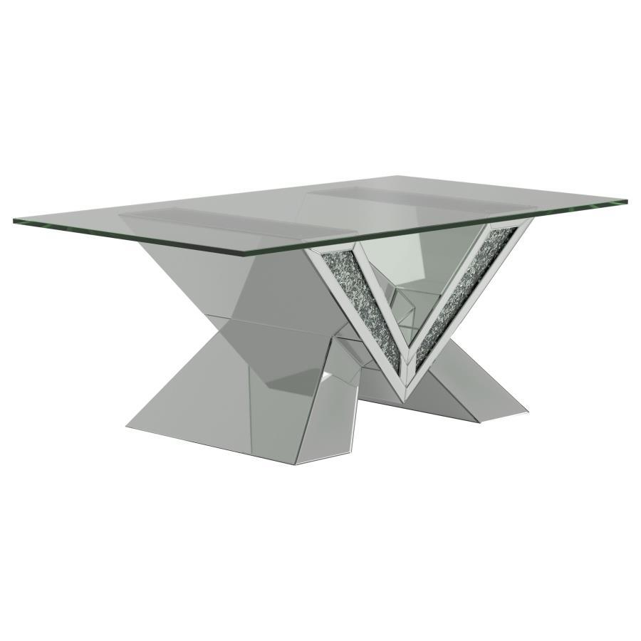 Taffeta - Glass Top Mirrored Acrylic Table - Best Buy Furniture