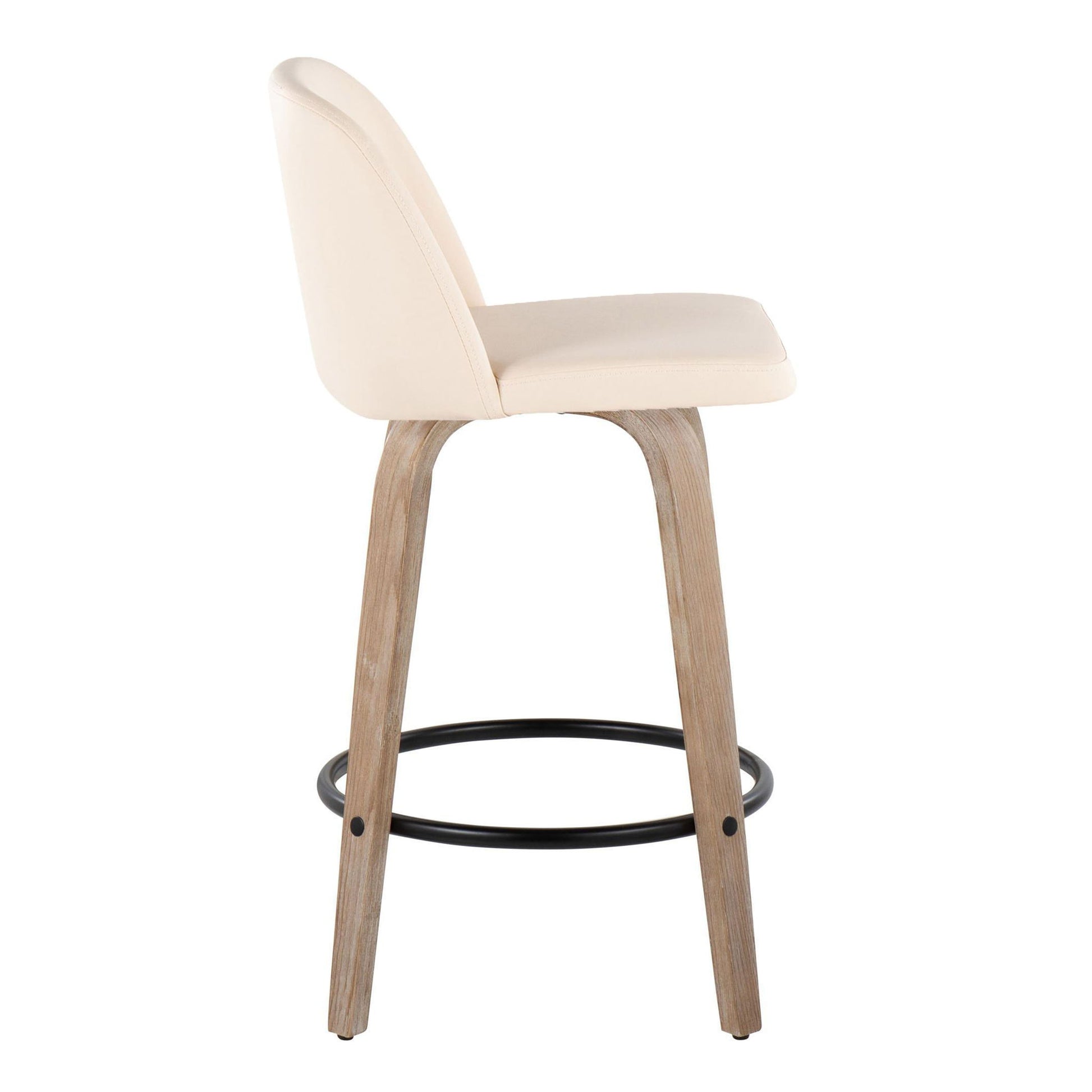 Toriano - Contemporary Fixed-Height Counter Stool & Swivel With Round Footrest (Set of 2) - Best Buy Furniture
