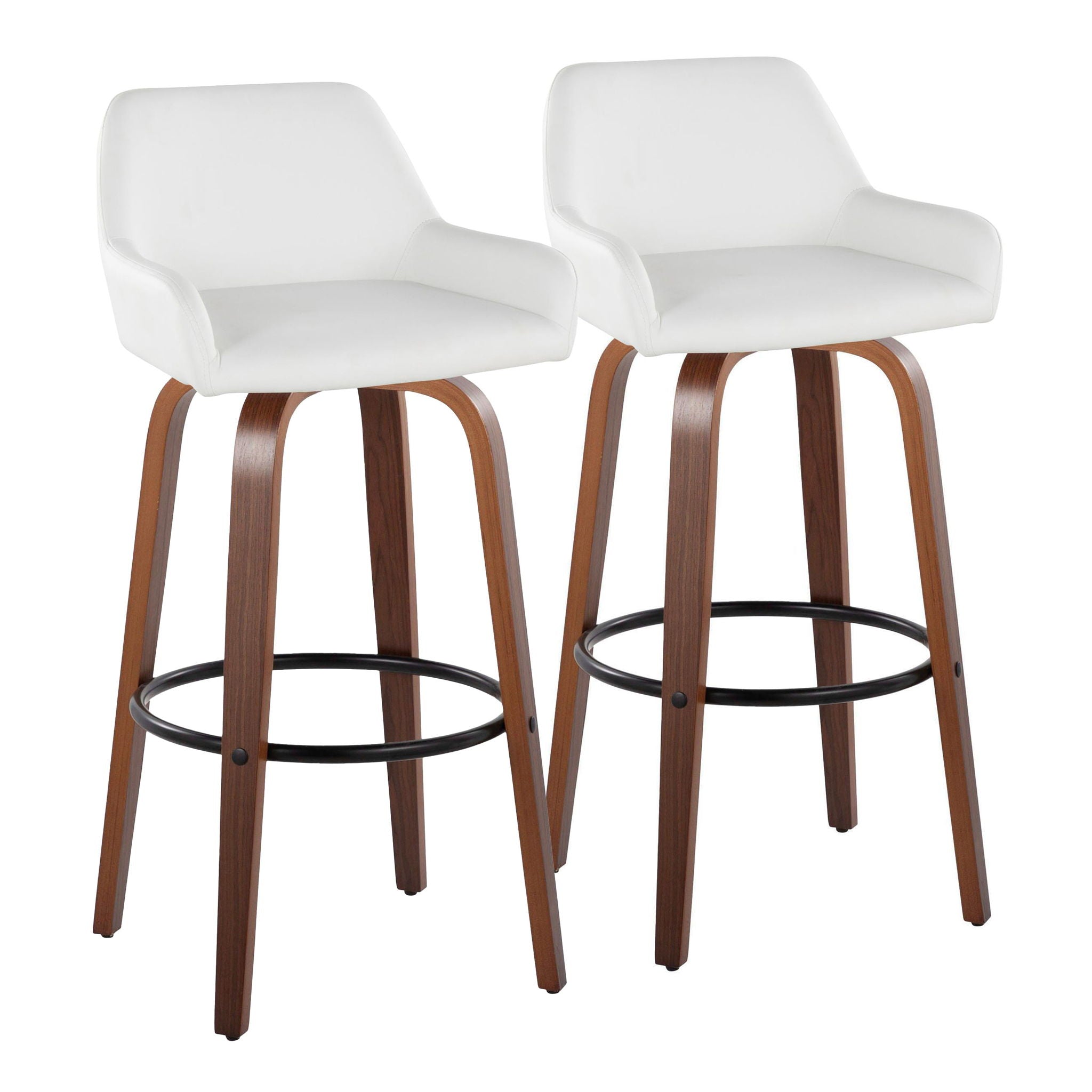 Daniella - Contemporary Fixed Height, Barstool & Swivel And Round Footrest (Set of 2) - Best Buy Furniture