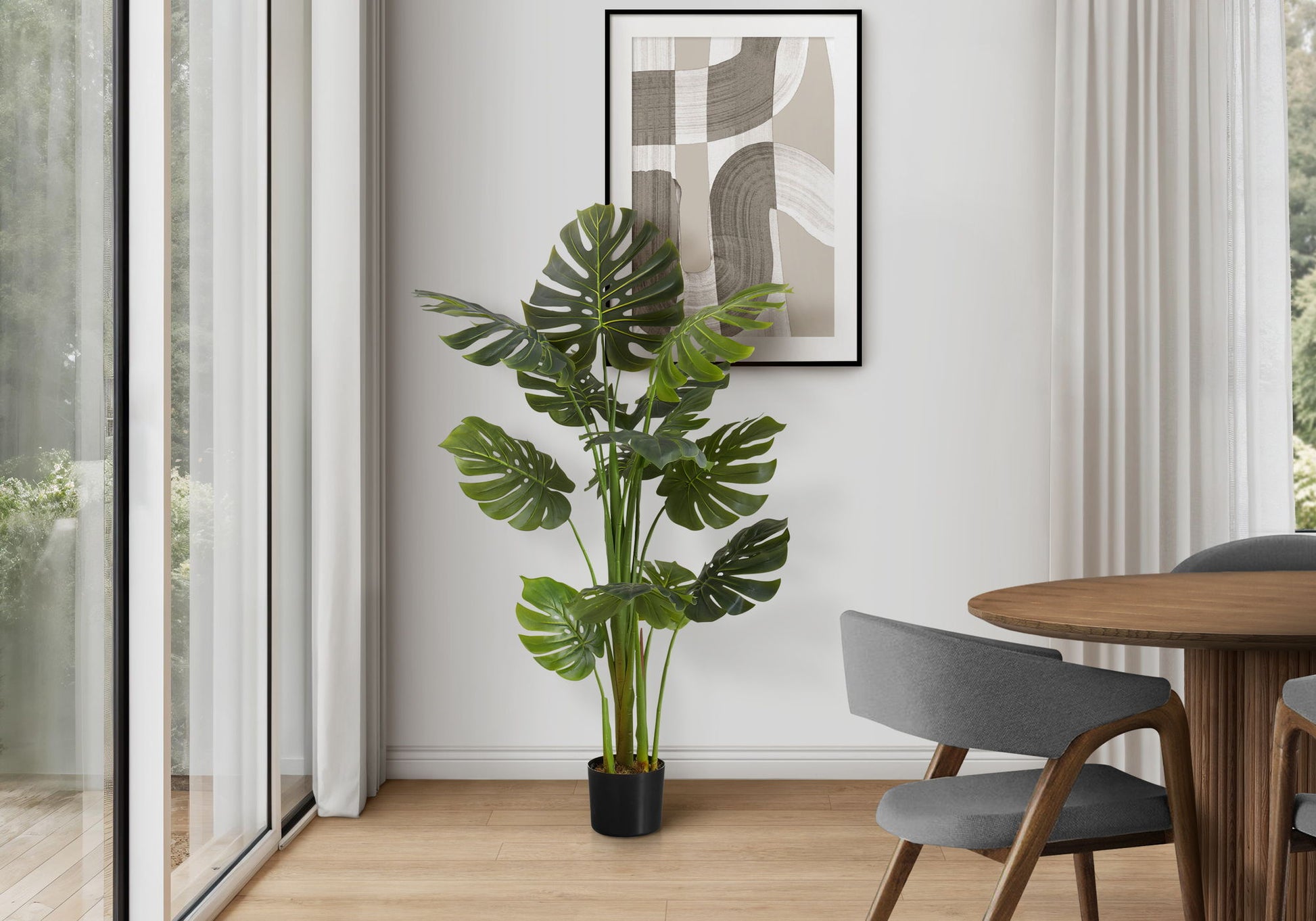 55" Tall, Artificial Plant, Monstera Tree, Indoor, Faux, Fake, Floor, Greenery, Potted, Real Touch, Decorative - Green / Black - Best Buy Furniture