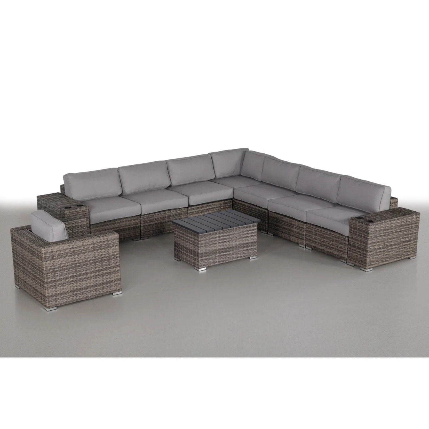 Modern Patio Rattan Sectional Set With Cushions - Best Buy Furniture