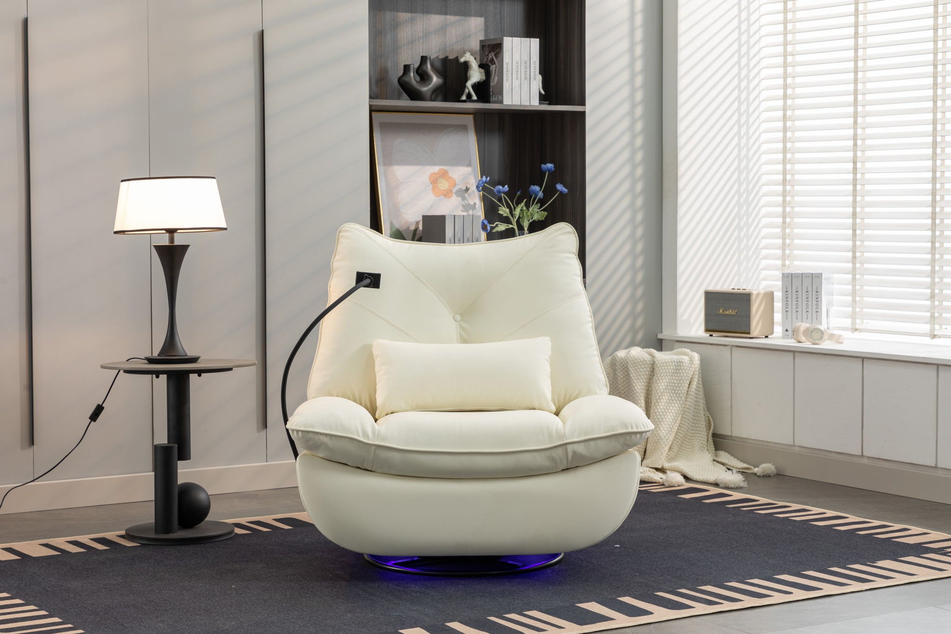 270 Swivel Glider Recliner Chair, Power Recliner Rocking Chair, USB Port Charge For Nursery Chair With Atmosphere Lamp For Living Room Bedroom Apartment - Best Buy Furniture