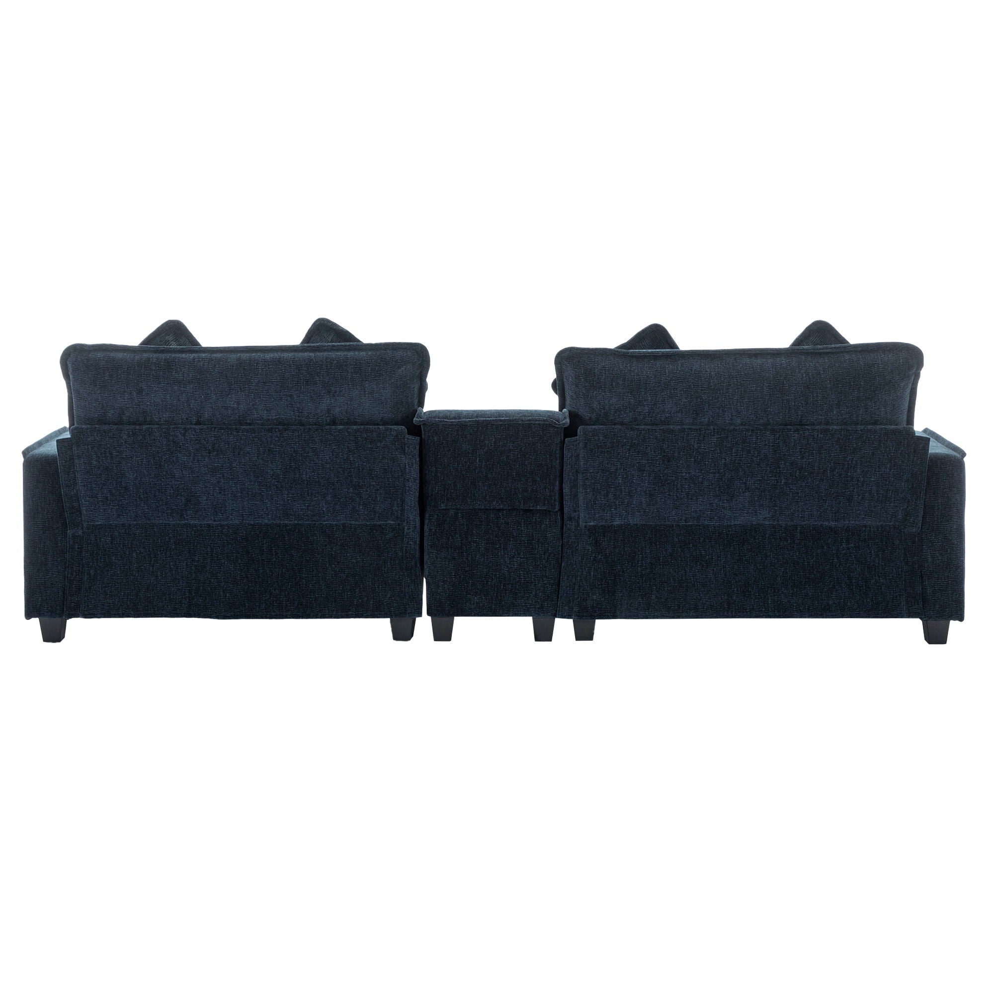 Sectional Sofa Chenille Upholstered Sofa With Two Removable Ottoman, Two USB Ports, Two Cup Holders And Large Storage Box For Living Room - Best Buy Furniture