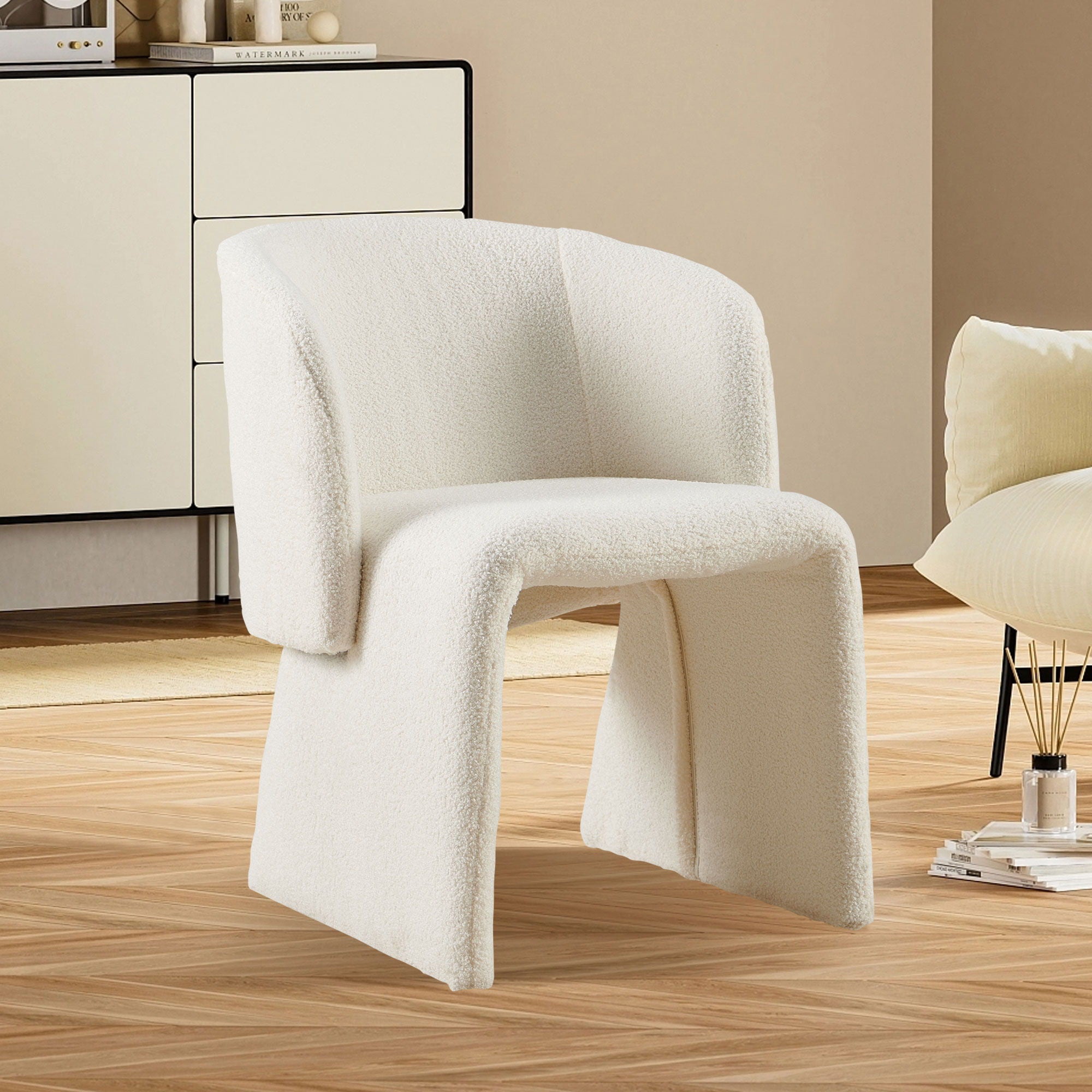 Modern Accent Chair Brown Single Sofa Chair, Upholstered Side Chair Teddy Comfy Chair For Dining Room / Bedroom / Living Room / Reception - Best Buy Furniture