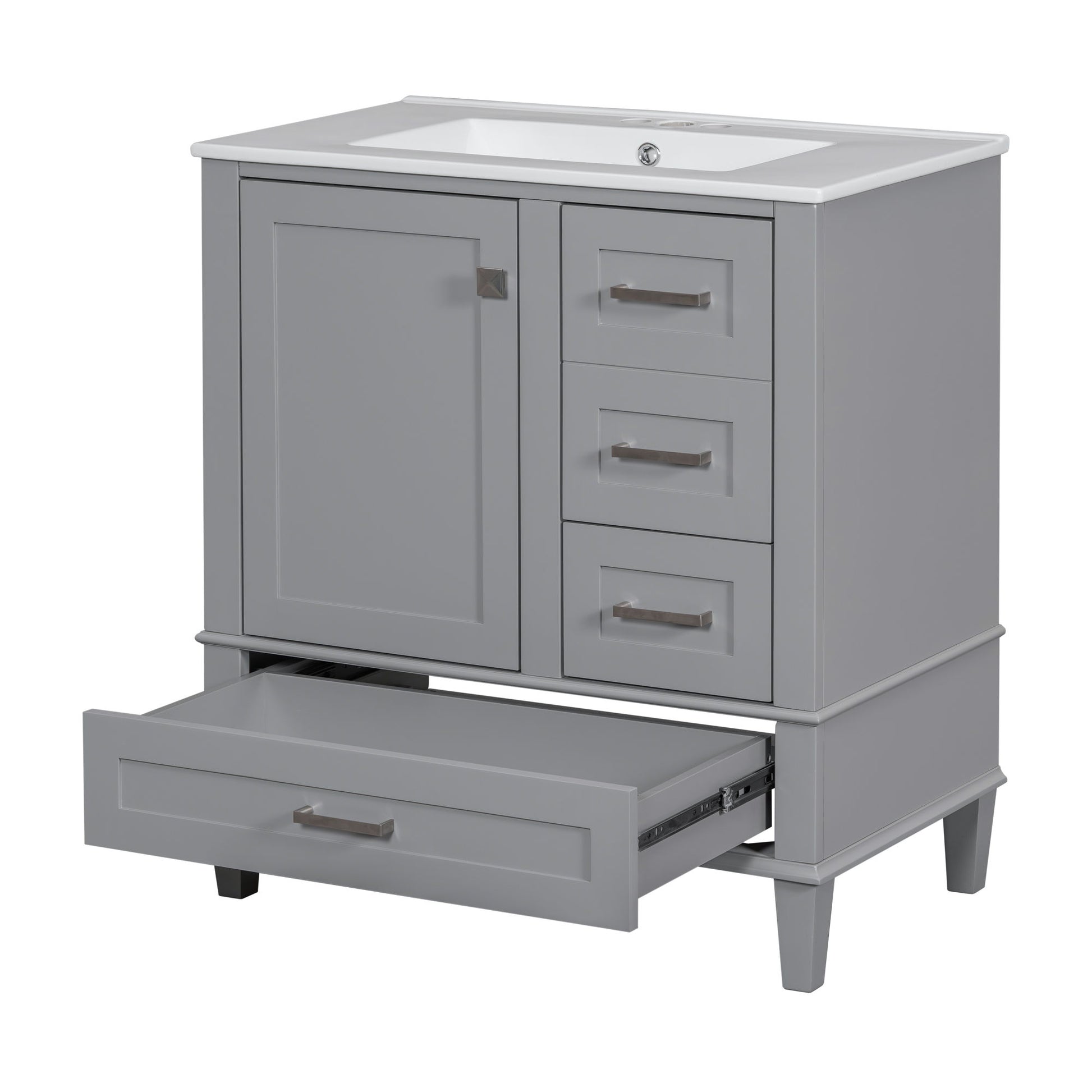 Bathroom Vanity, Modern Bathroom Cabinet With Sink Combo Set, Bathroom Storage Cabinet With A Soft Closing Door And 3 Drawers, Solid Wood Frame - Best Buy Furniture