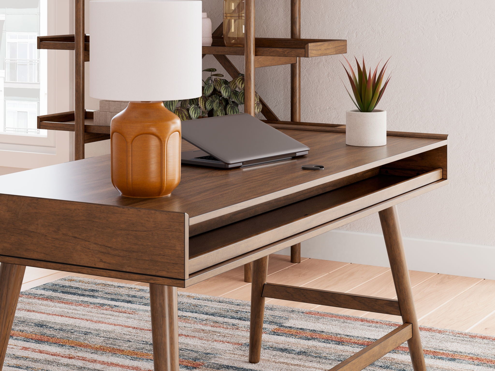 Lyncott - Home Office Desk - Brown - Best Buy Furniture