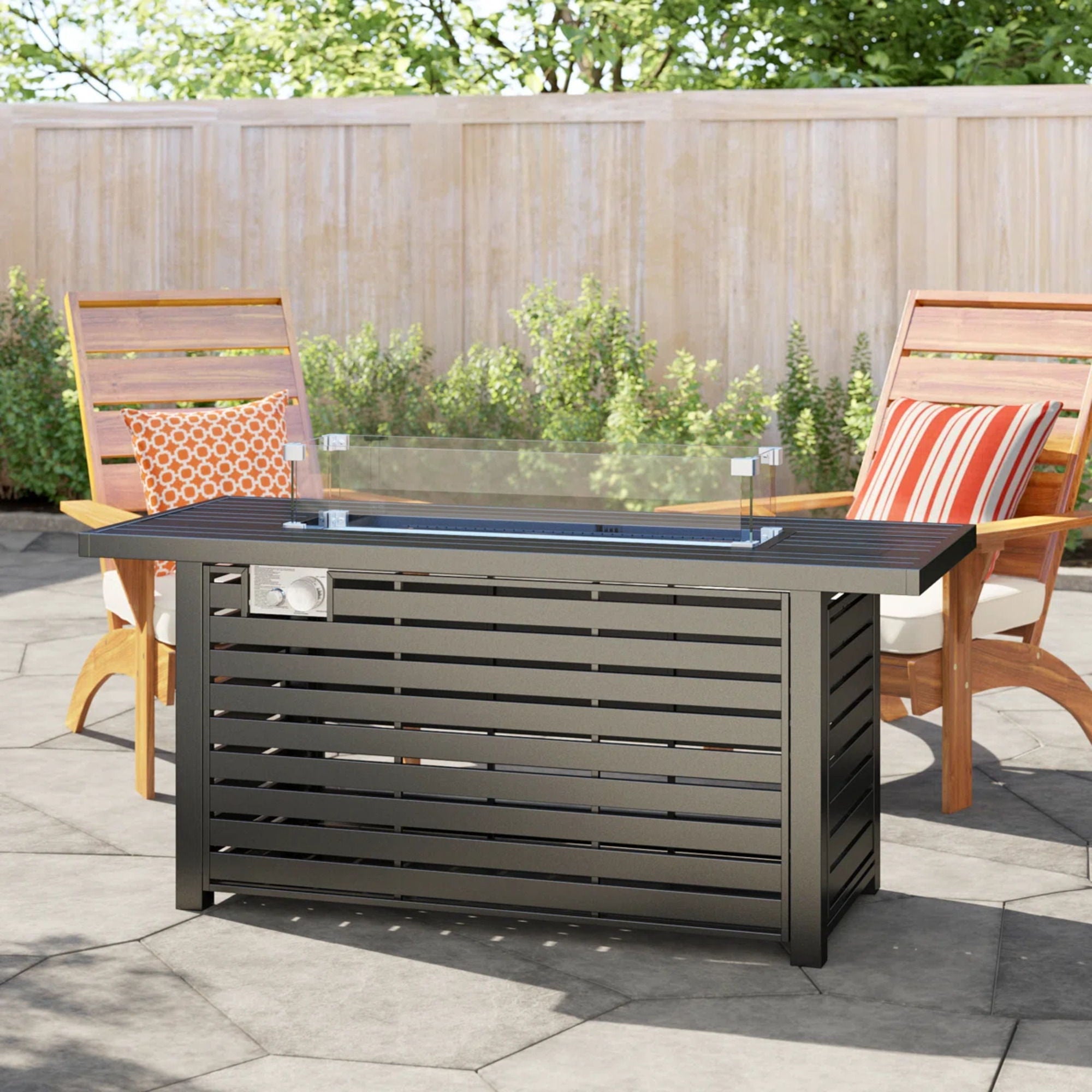Propane Fire Pit Table With Cover - Black - Best Buy Furniture