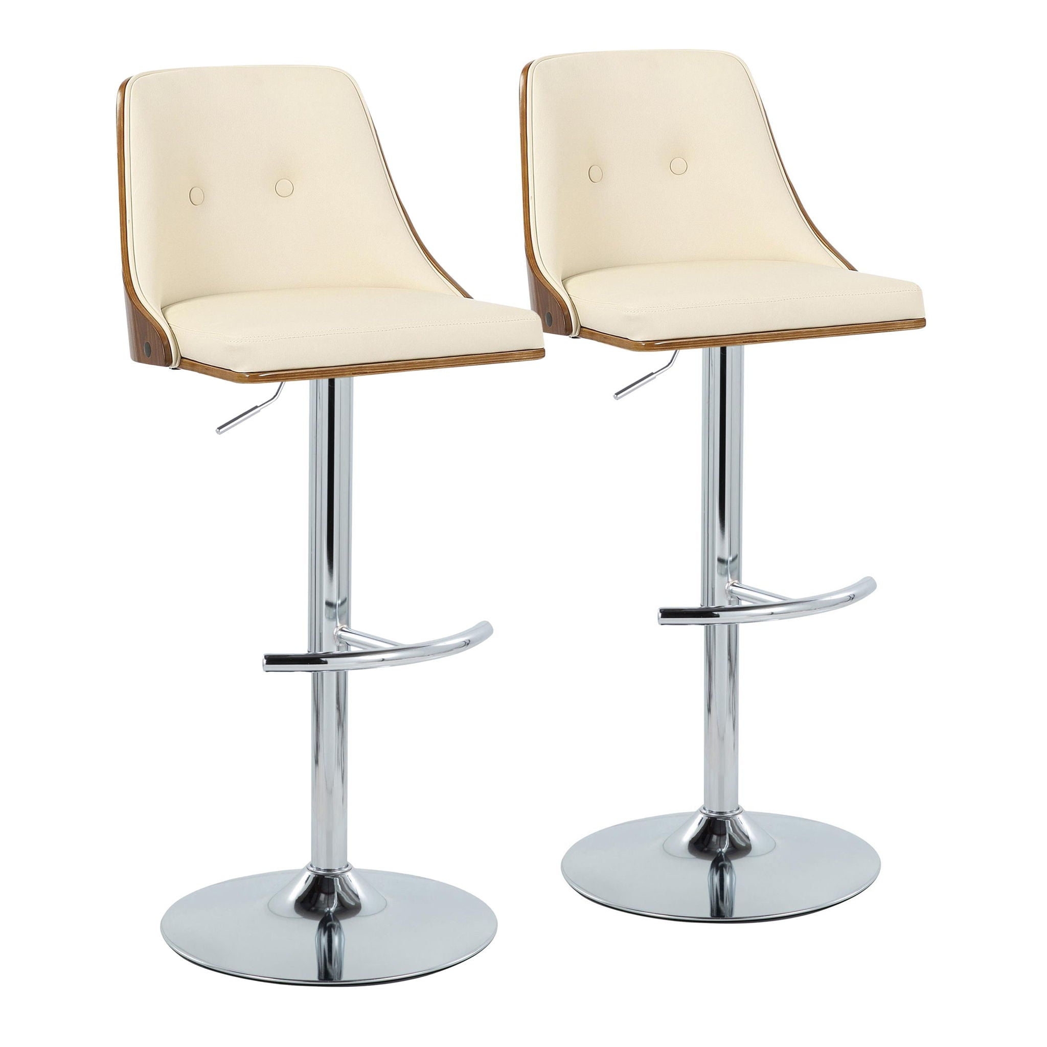Gianna - Mid Century Modern Adjustable Barstool With Swivel With Rounded T Footrest (Set of 2) - Best Buy Furniture