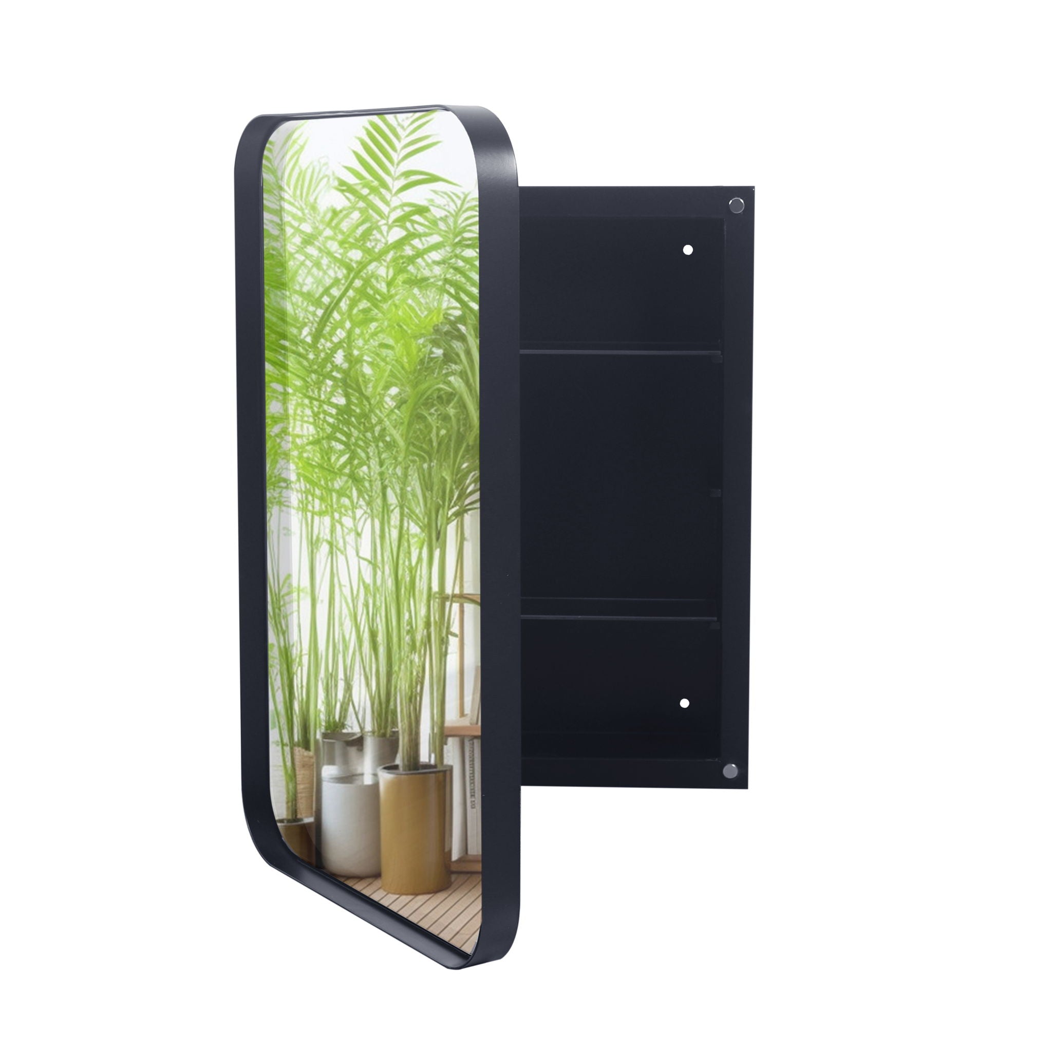Recessed Metal Framed Medicine Cabinet With Mirror And Adjustable Shelves Wall Mirror With Storage For Bathroom - Best Buy Furniture