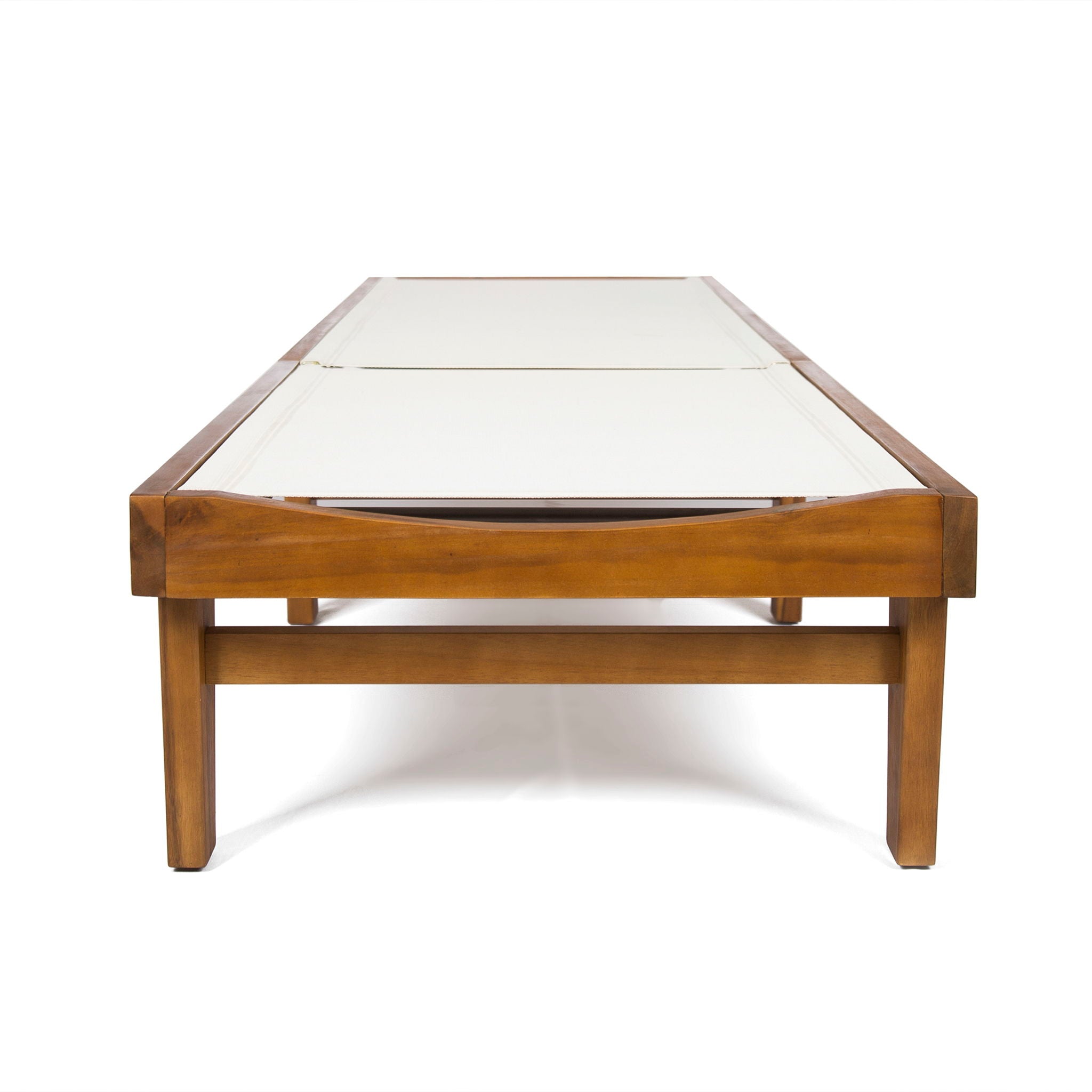 Outdoor Chaise Lounge With Acacia Wood Frame - White / Teak - Best Buy Furniture