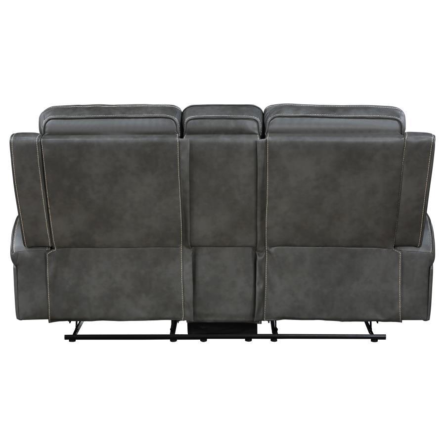Raelynn - Upholstered Track Arm Motion Loveseat - Gray - Best Buy Furniture