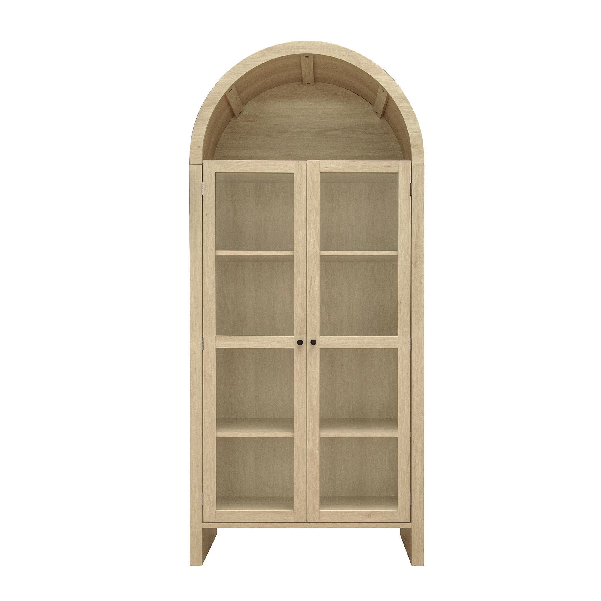 Tall Arched Kitchen Pantry, Modern Farmhouse Wood Kitchen Storage Cabinets, Arched Storage Display Cabinet With Adjustable Shelves, Versatile Cupboard For Kitchen, Dining Room - Natural - Best Buy Furniture
