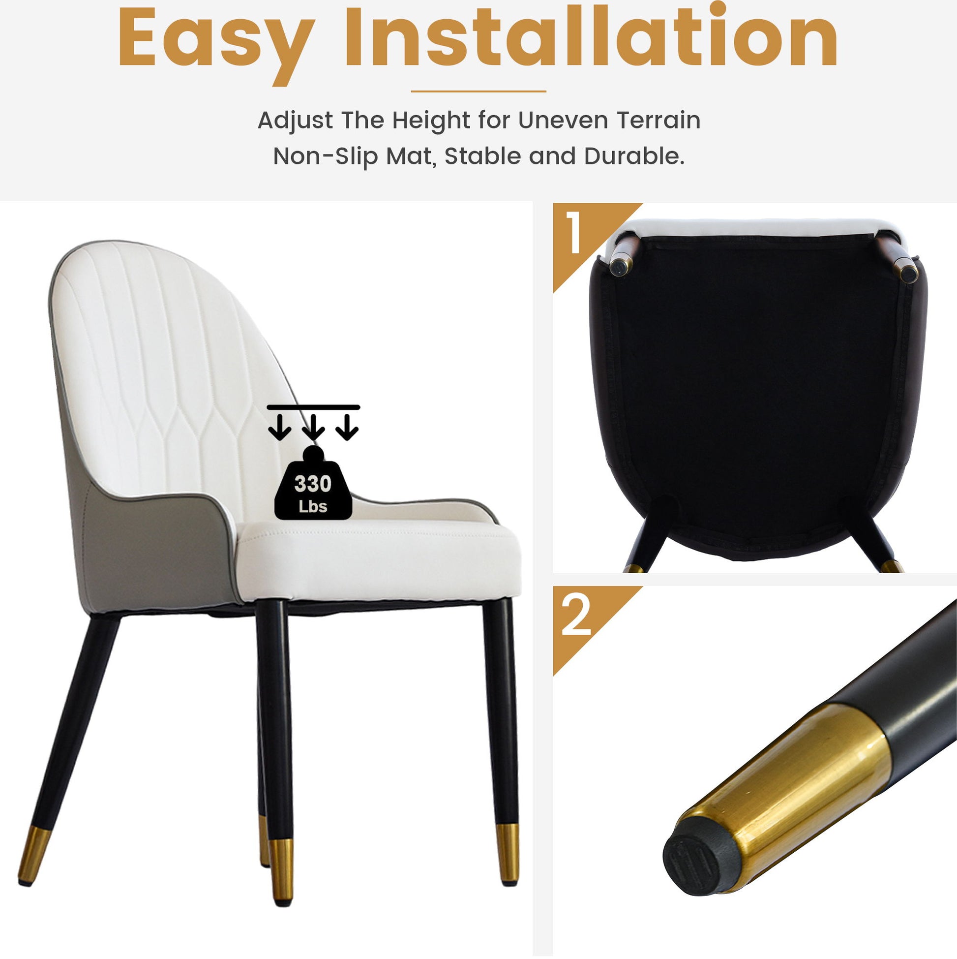 Modern PU Sponge-Filled Dining Chair, Solid Wood Metal Legs, Suitable For Restaurants, Living Rooms And Rooms (Set of 2) - Best Buy Furniture