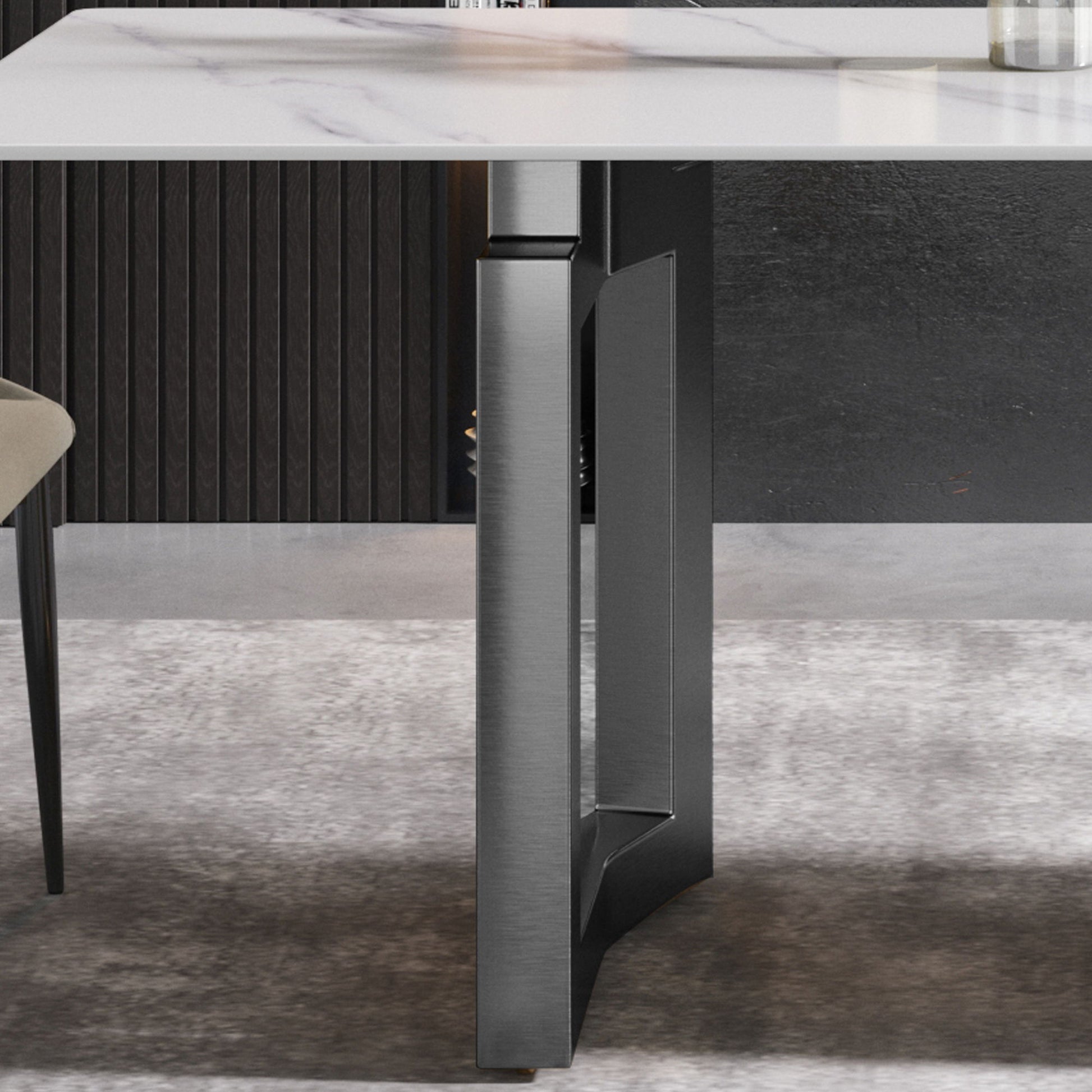 Modern Artificial Stone White Straight Edge Metal Leg Dining Table - Best Buy Furniture