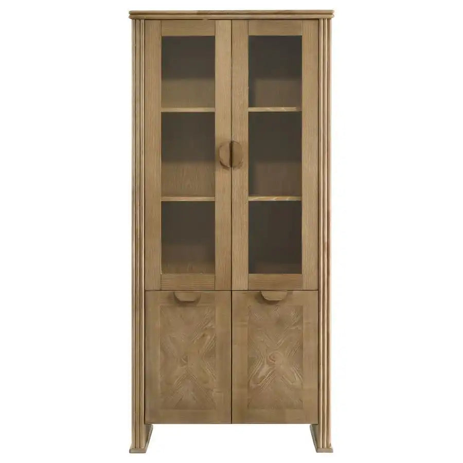 Adina - Tall Display Cabinet - Distressed Light Brown - Best Buy Furniture