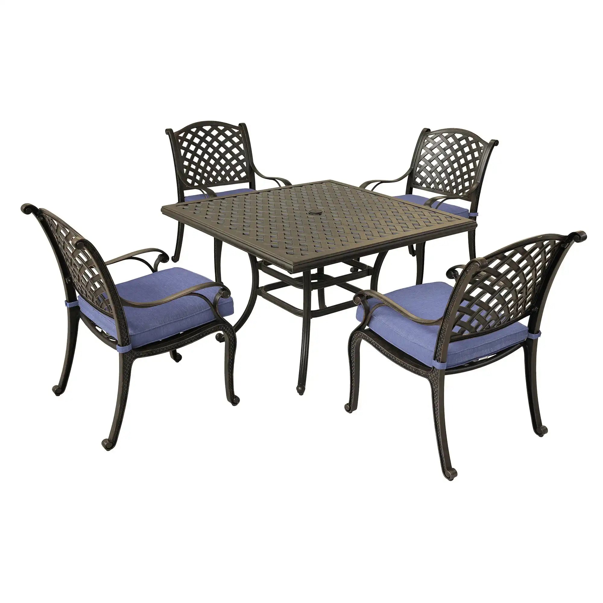 Square 4 Person 43.19" Long Aluminum Dining Set With Cushions - Best Buy Furniture