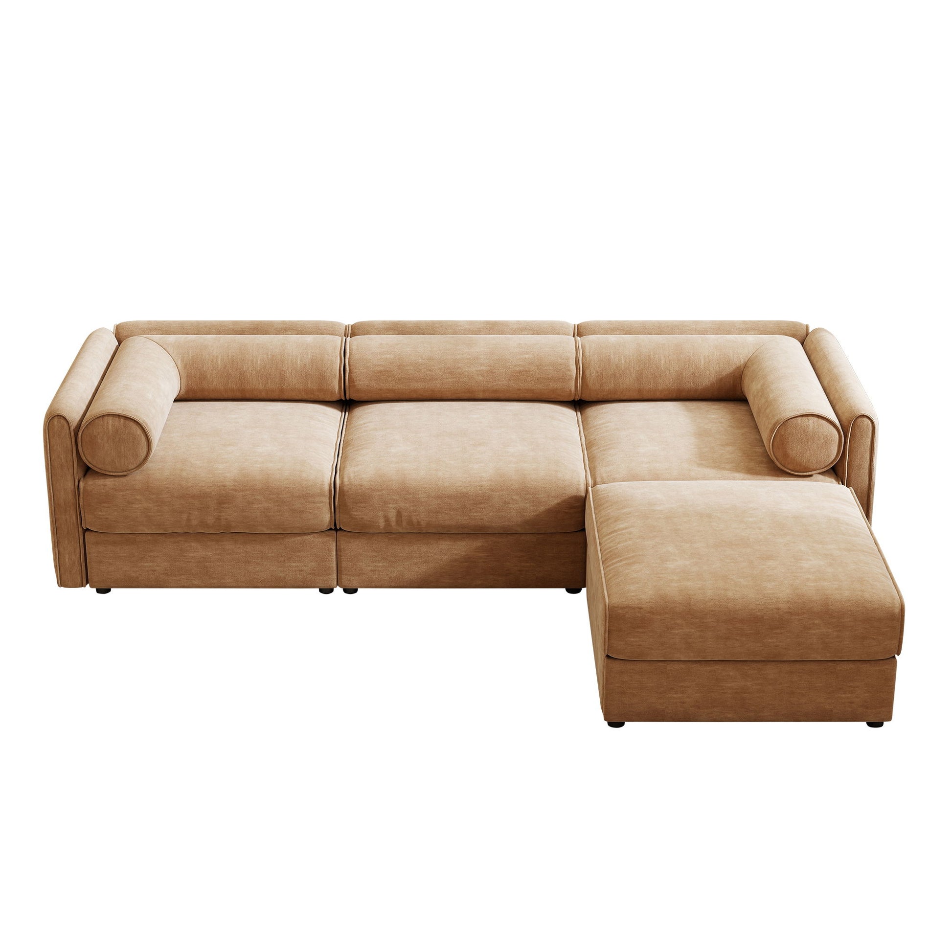Contemporary Elegant White Chenille Sofa With Storage And Ottoman - Best Buy Furniture