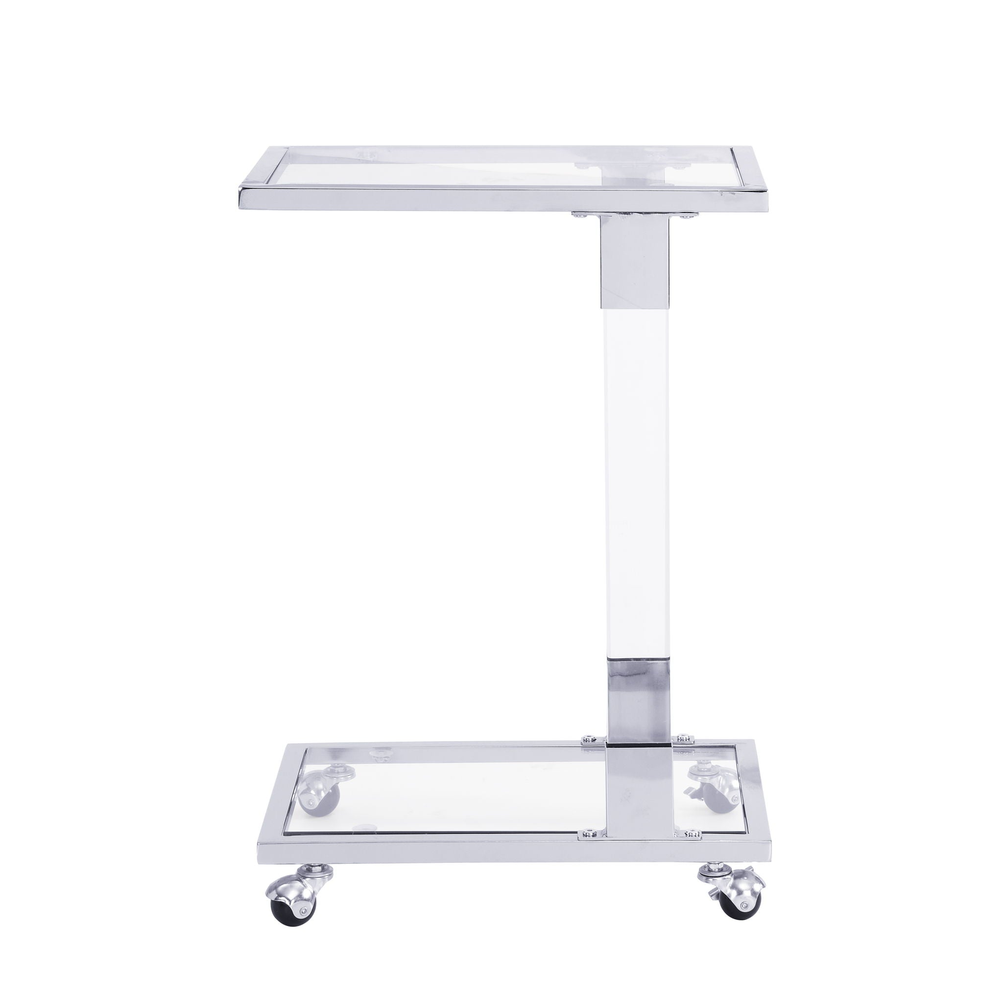 Side Table, Sofa Table, Glass Top C Shape Square Table With Metal Base For Living Room, Bedroom, Balcony Home And Office - Best Buy Furniture