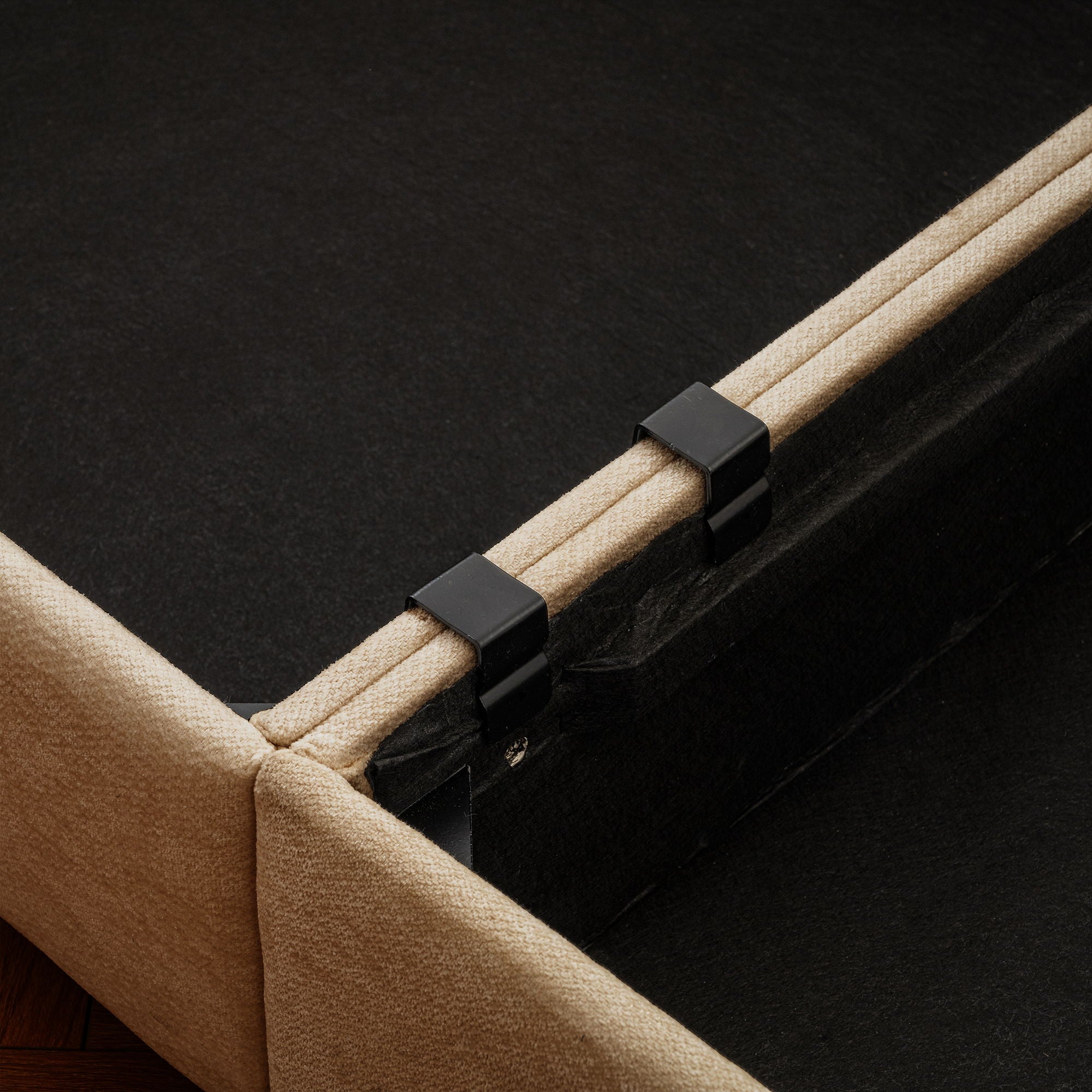 Contemporary Elegant White Chenille Sofa With Storage And Ottoman - Best Buy Furniture