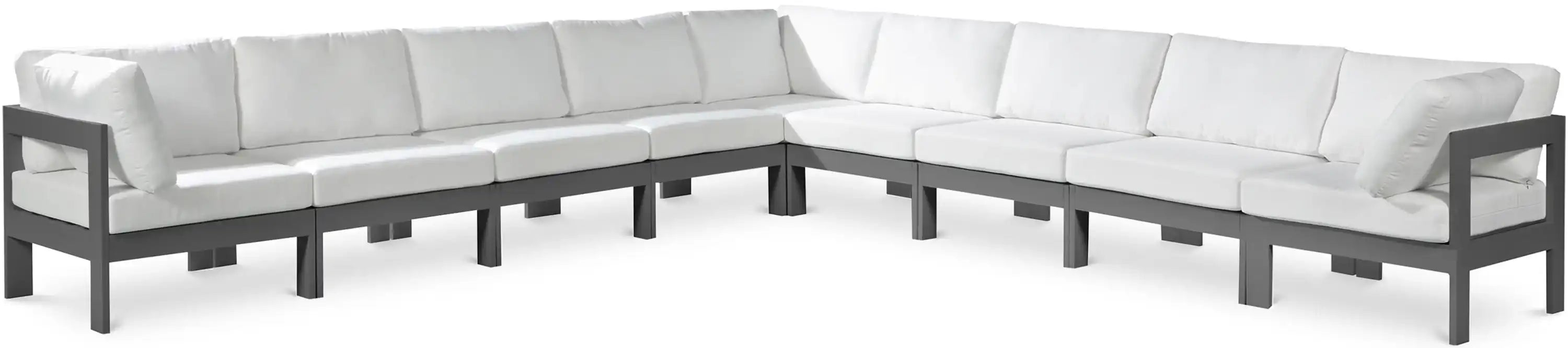 Nizuc - Outdoor Patio 9 Piece Modular Sectional With Gray Frame - Best Buy Furniture