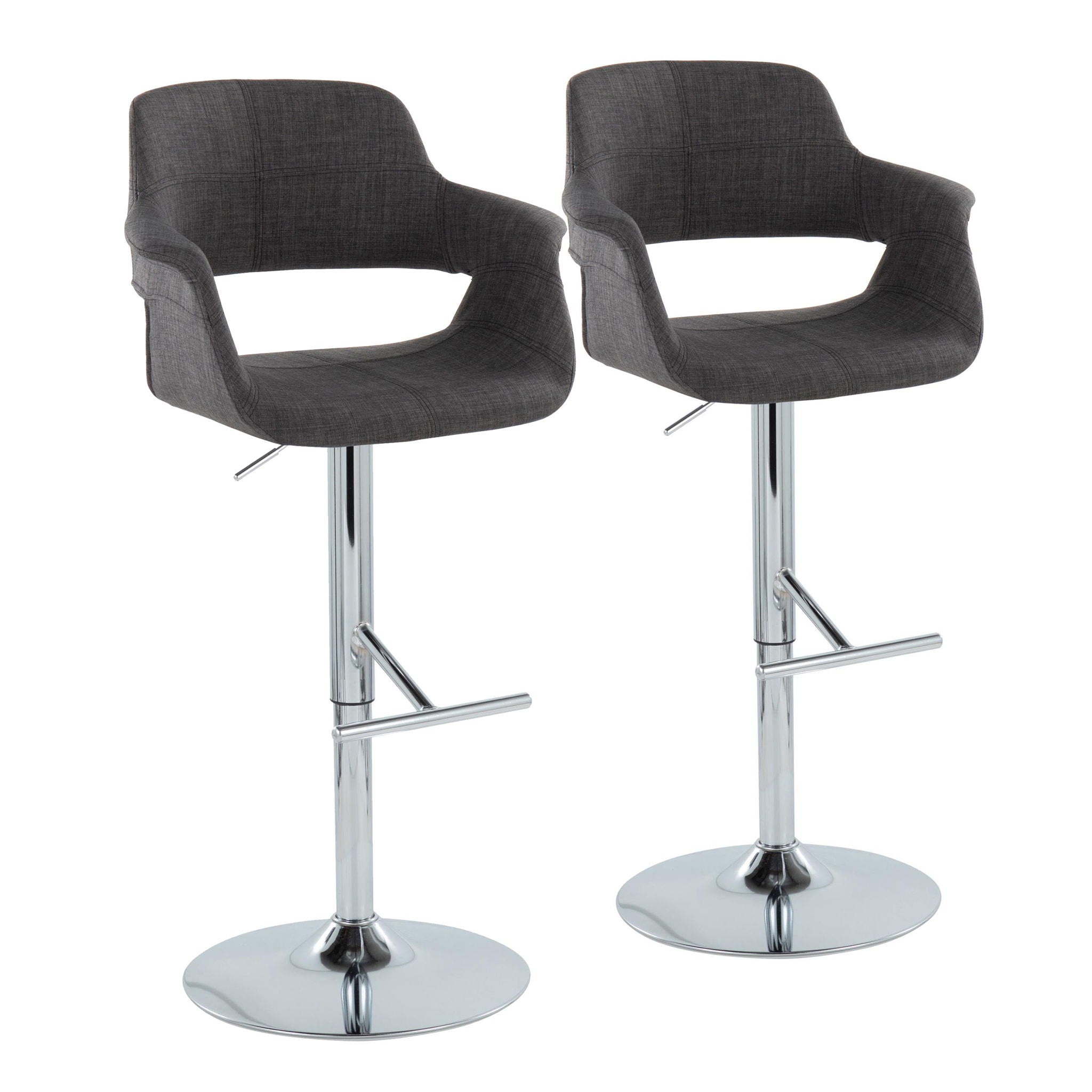 Vintage Flair - Mid Century Modern Adjustable Barstool & Straight T Footrest (Set of 2) - Best Buy Furniture