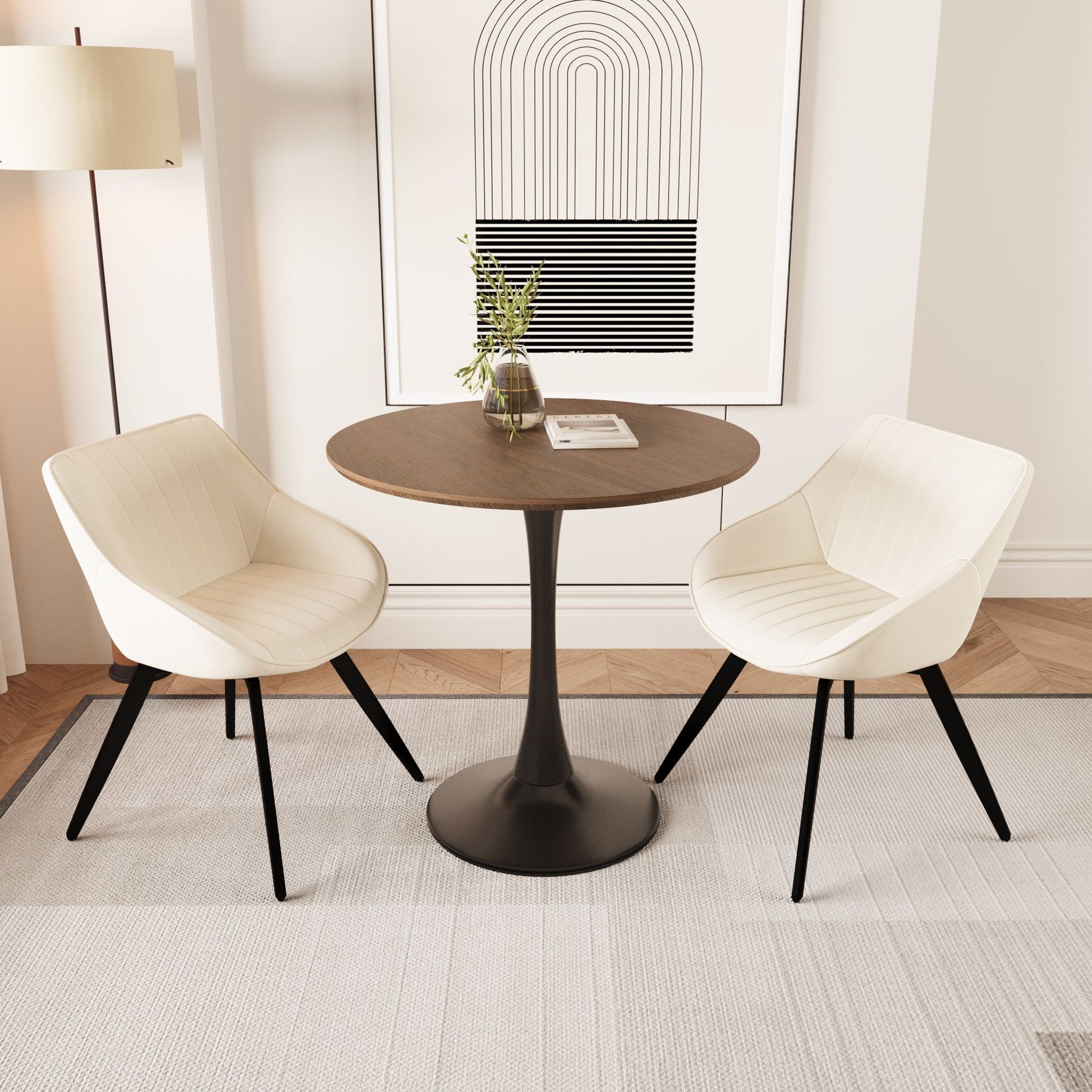 Round Dining Table Set With Tulip Design And 2 Chairs - Best Buy Furniture