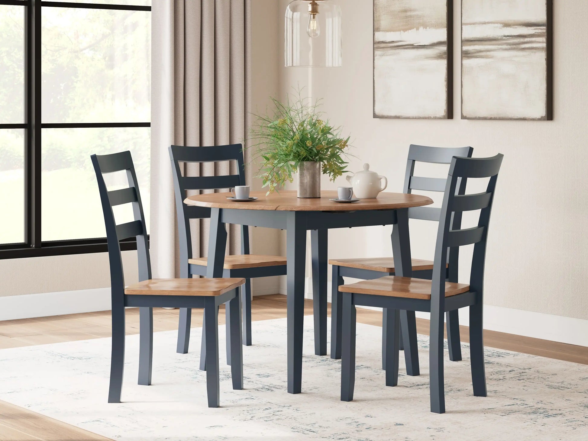 Gesthaven - Round Dining Room Drop Leaf Table Set - Best Buy Furniture