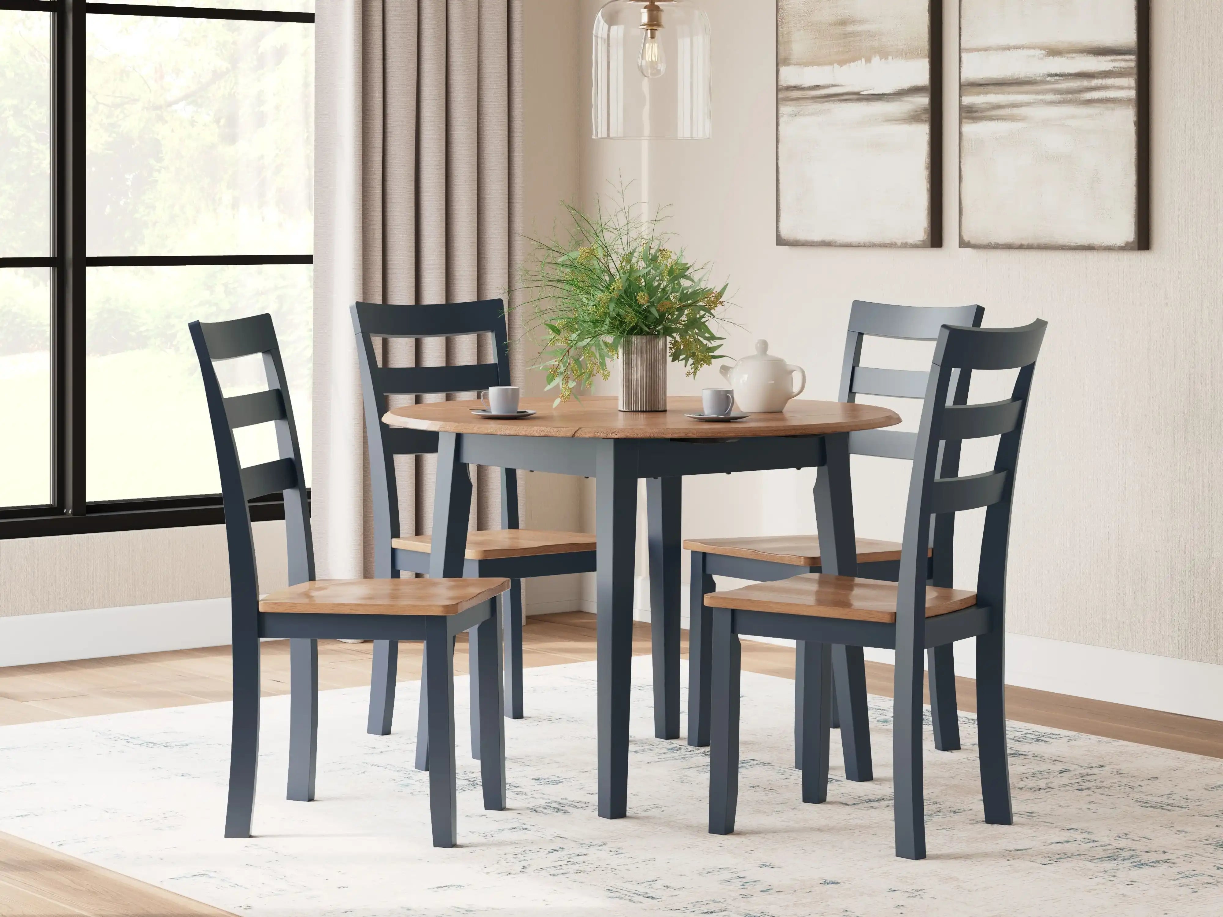 Gesthaven - Round Dining Room Drop Leaf Table Set - Best Buy Furniture