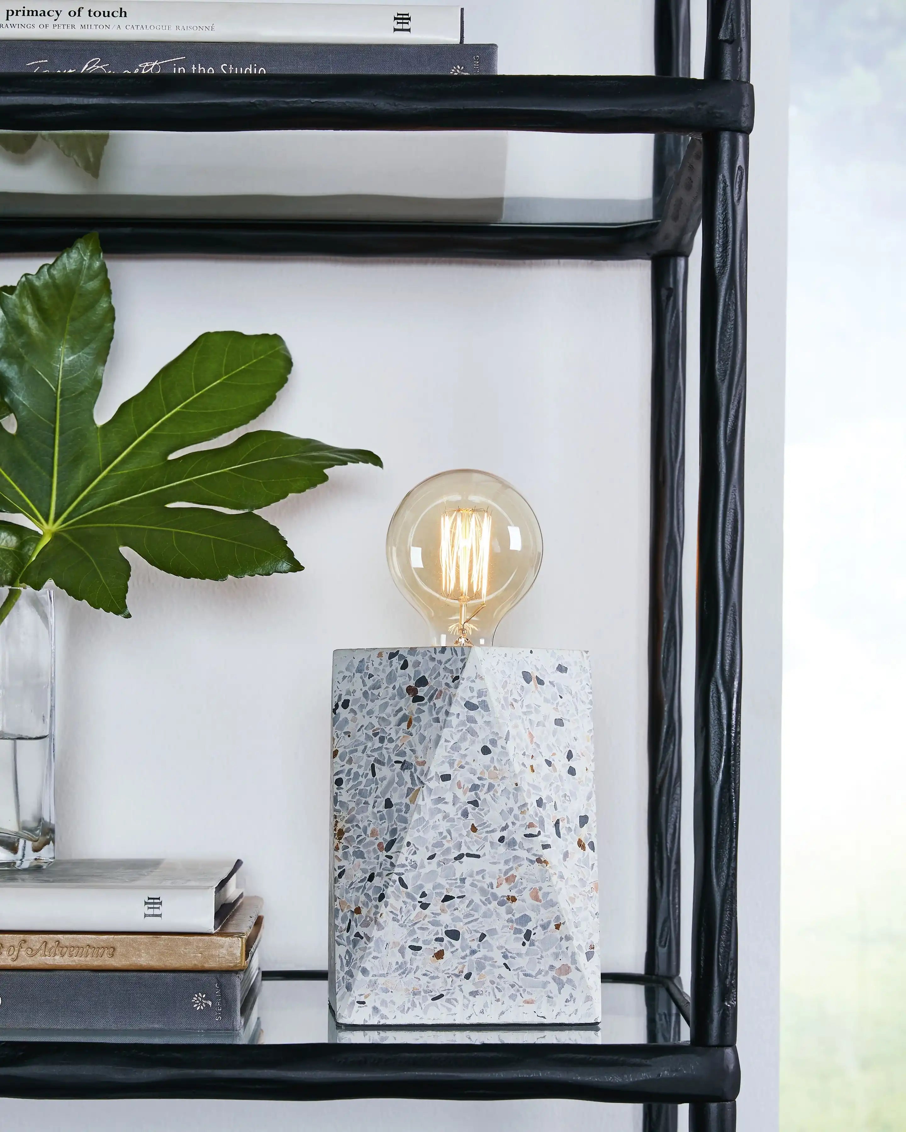 Maywick - Concrete Table Lamp - White - Best Buy Furniture