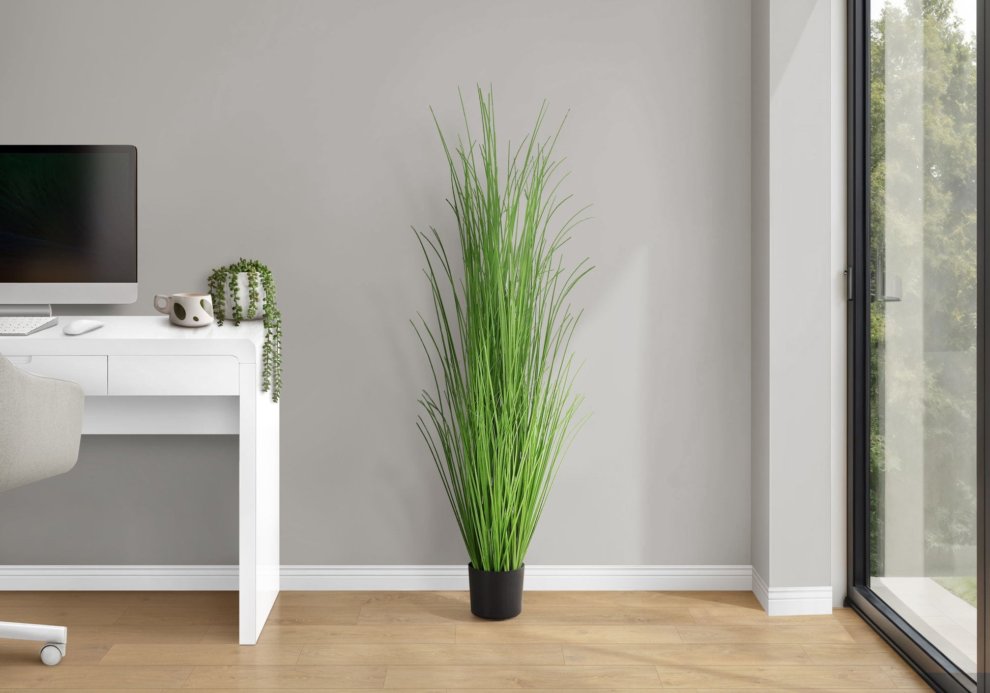 47" Tall, Artificial Plant, Grass Tree, Indoor, Faux, Fake, Floor, Greenery, Potted, Real Touch, Decorative - Green / Black - Best Buy Furniture
