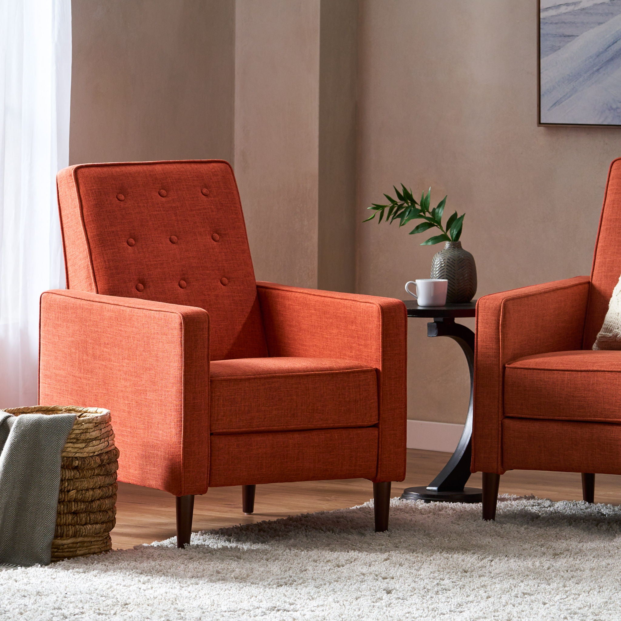 Mid-Century Modern Recliner With Button Tufted Waffle Stitch - Best Buy Furniture