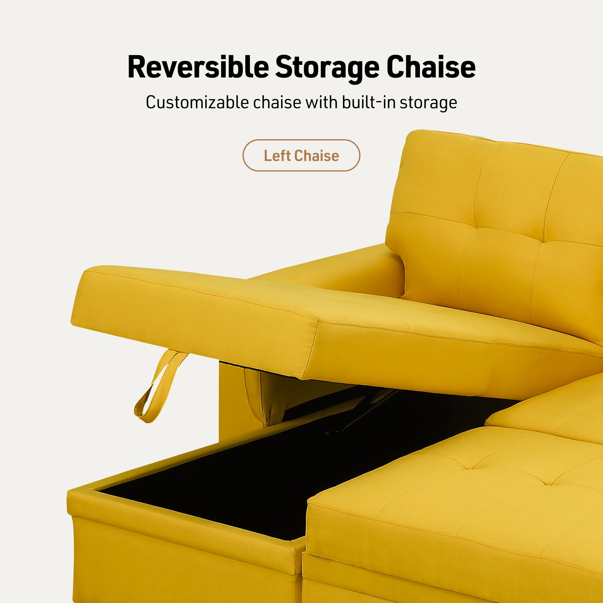 Lucca - Linen Reversible Sleeper Sectional Sofa With Storage Chaise - Best Buy Furniture