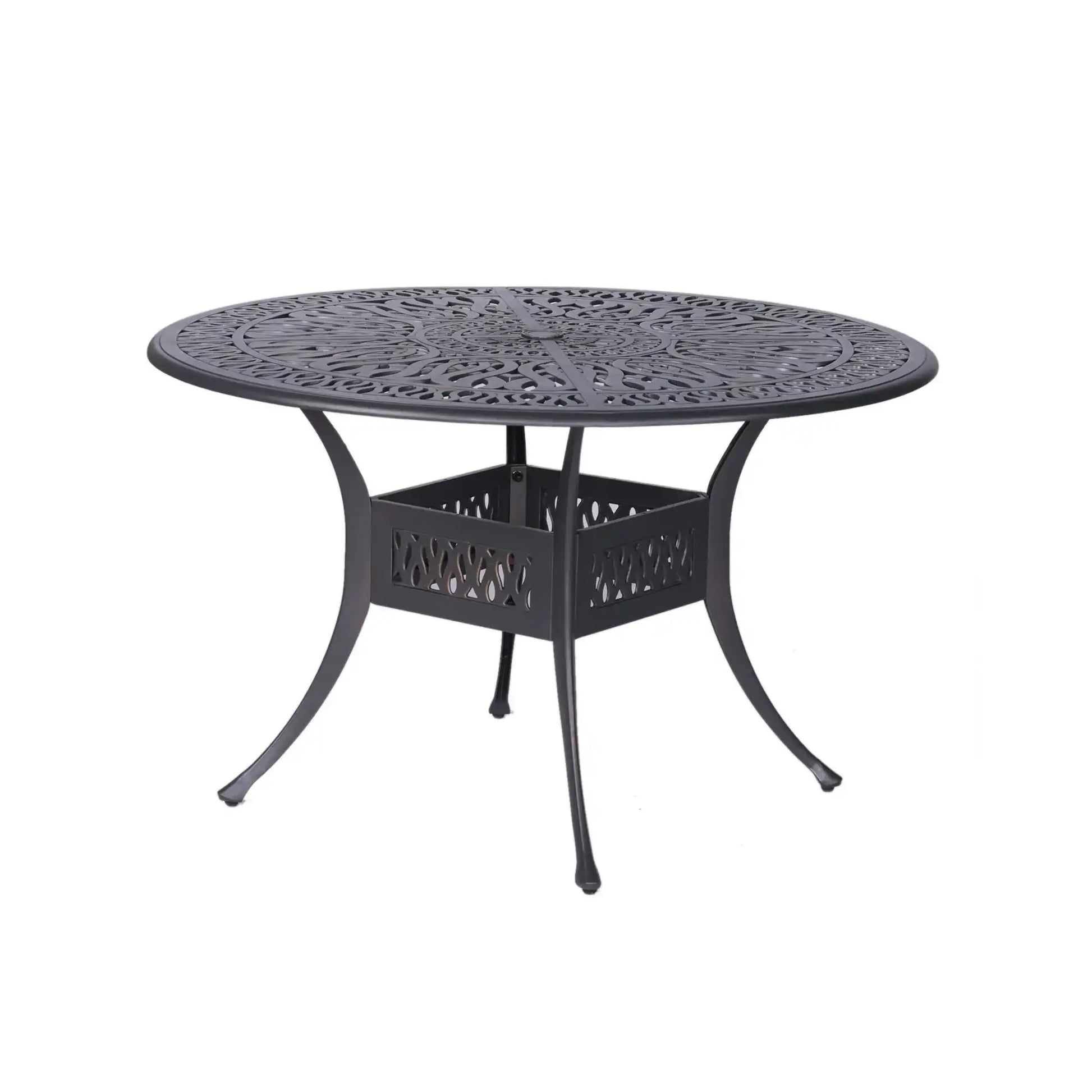 Round 4 Person 48" Long Aluminum Dining Set With Sunbrella Cushions - Gray / Ivory - Best Buy Furniture