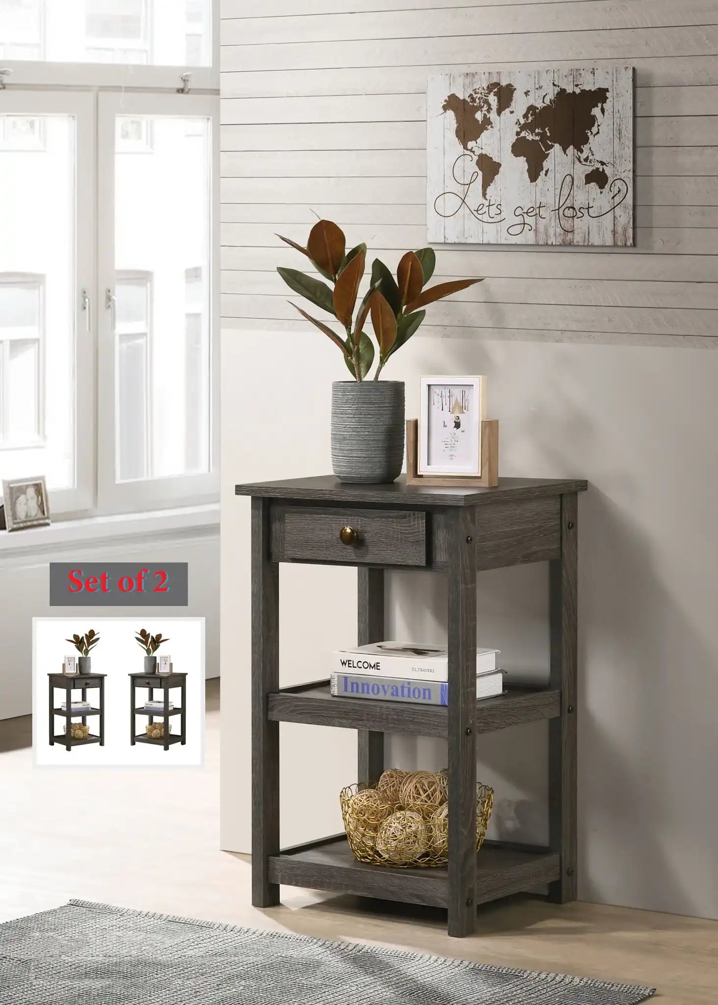 Arine - Console Table With Drawer And Shelves - Gray - Best Buy Furniture