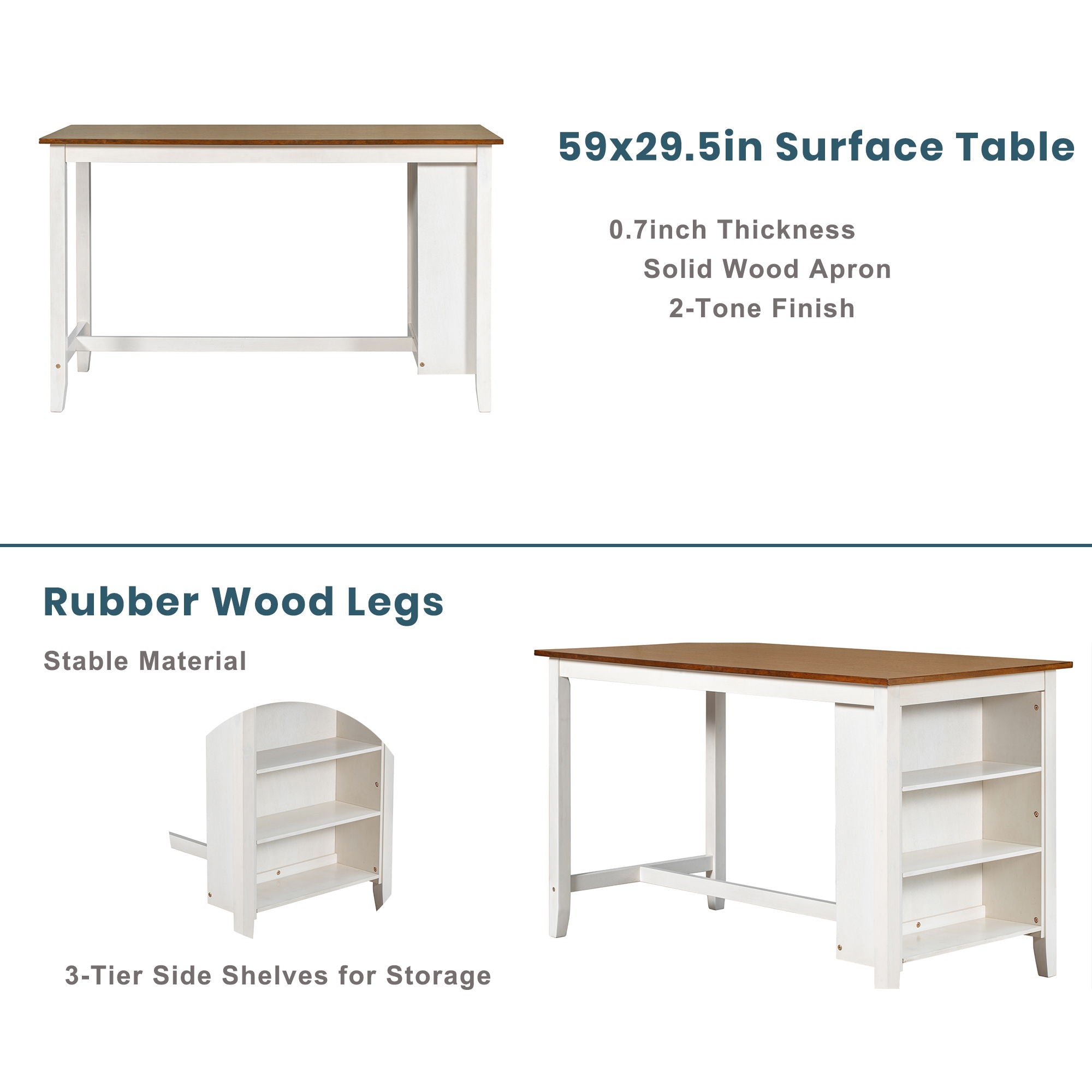 5 Pieces Counter Height Rustic Farmhouse Dining Room Wooden Bar Table Set With 2 Stools And 2 Chairs - Best Buy Furniture