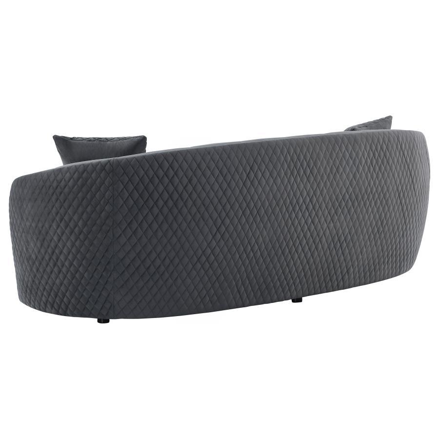 Brookside - Velvet Upholstered Curved Sofa - Dark Gray - Best Buy Furniture