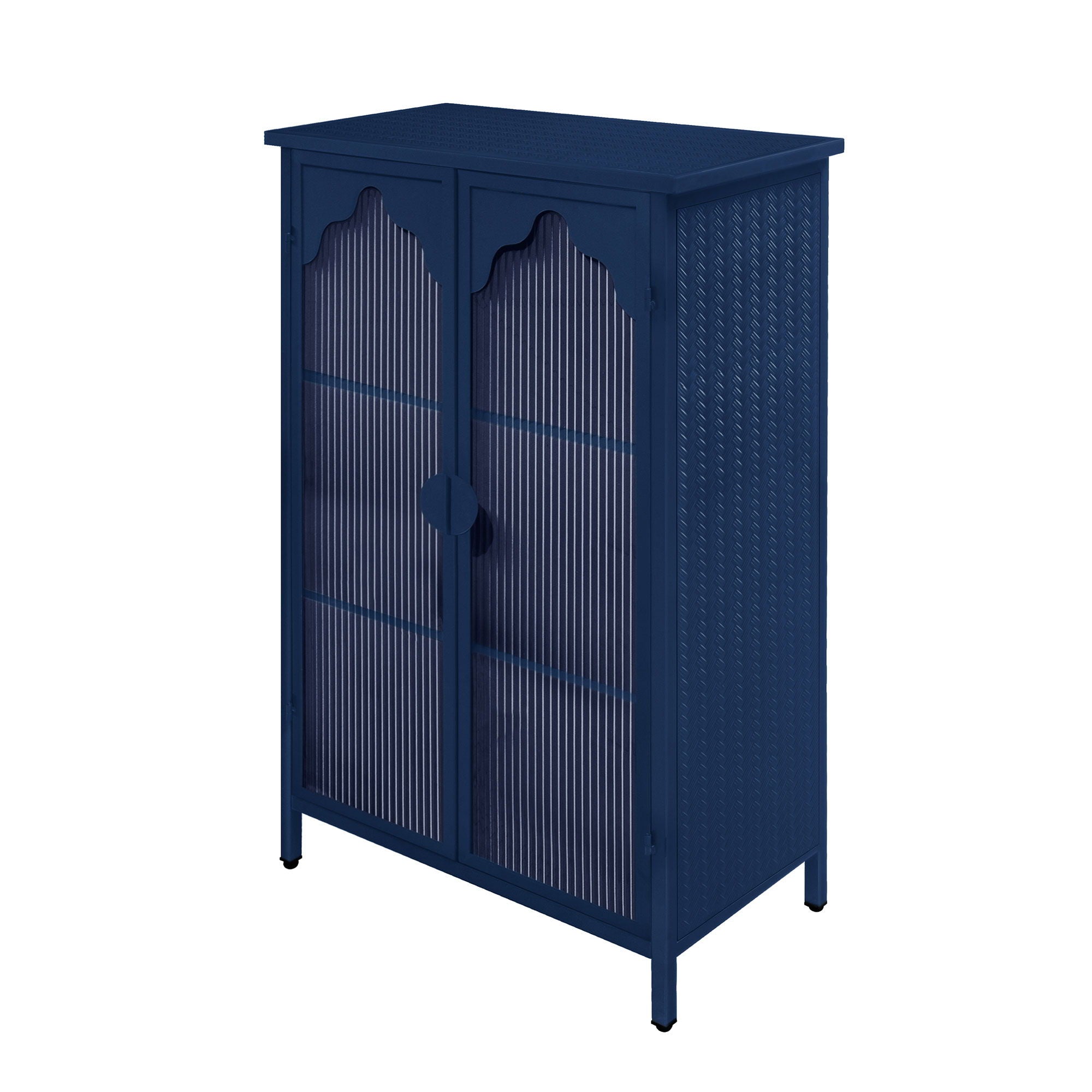 2 Doors Metal Storage Cabinet Display Cabinet With Glass Doors Metal Kitchen Sideboard Buffet Cabinet Glass Storage Cabinet For Dining Room Living Room Bedroom - Dark Blue - Best Buy Furniture