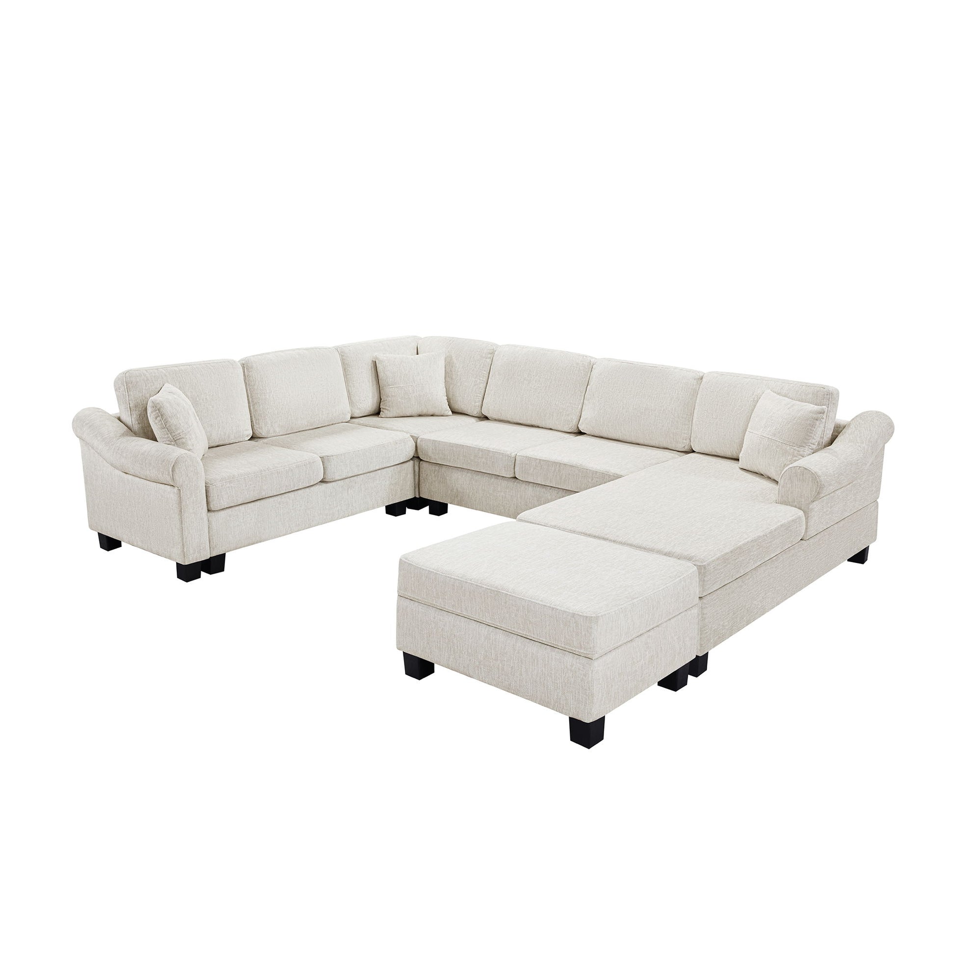 Contemporary U - Shaped Sectional Sofa With Movable Storage Ottoman - Best Buy Furniture